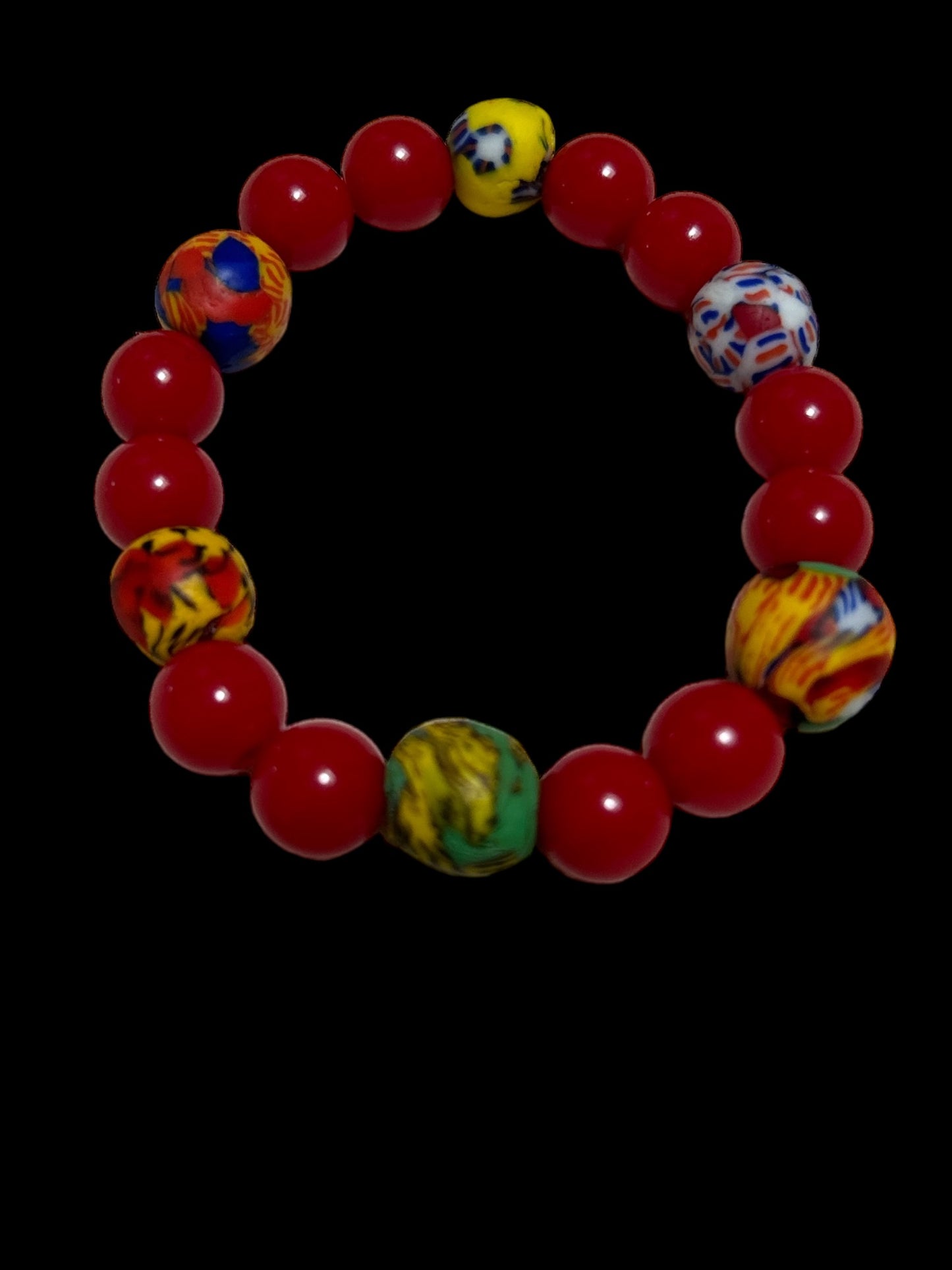 BRACELET KIDS Red Krobo Beads