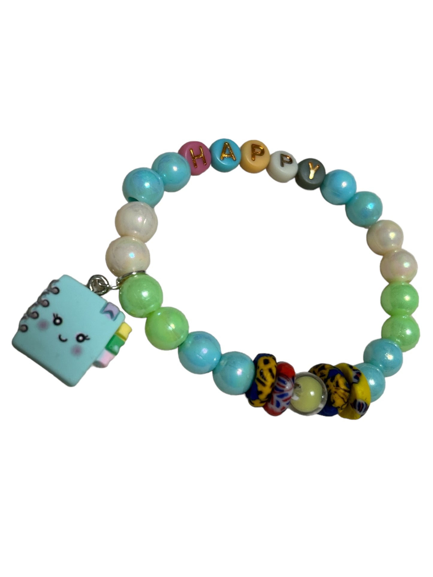 BRACELET KIDS Sky Blue Krobo Flat Stones HAPPY ORGANIZER