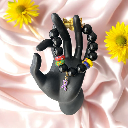 ALZHEIMER BRACELETS Krobo & Black Beads