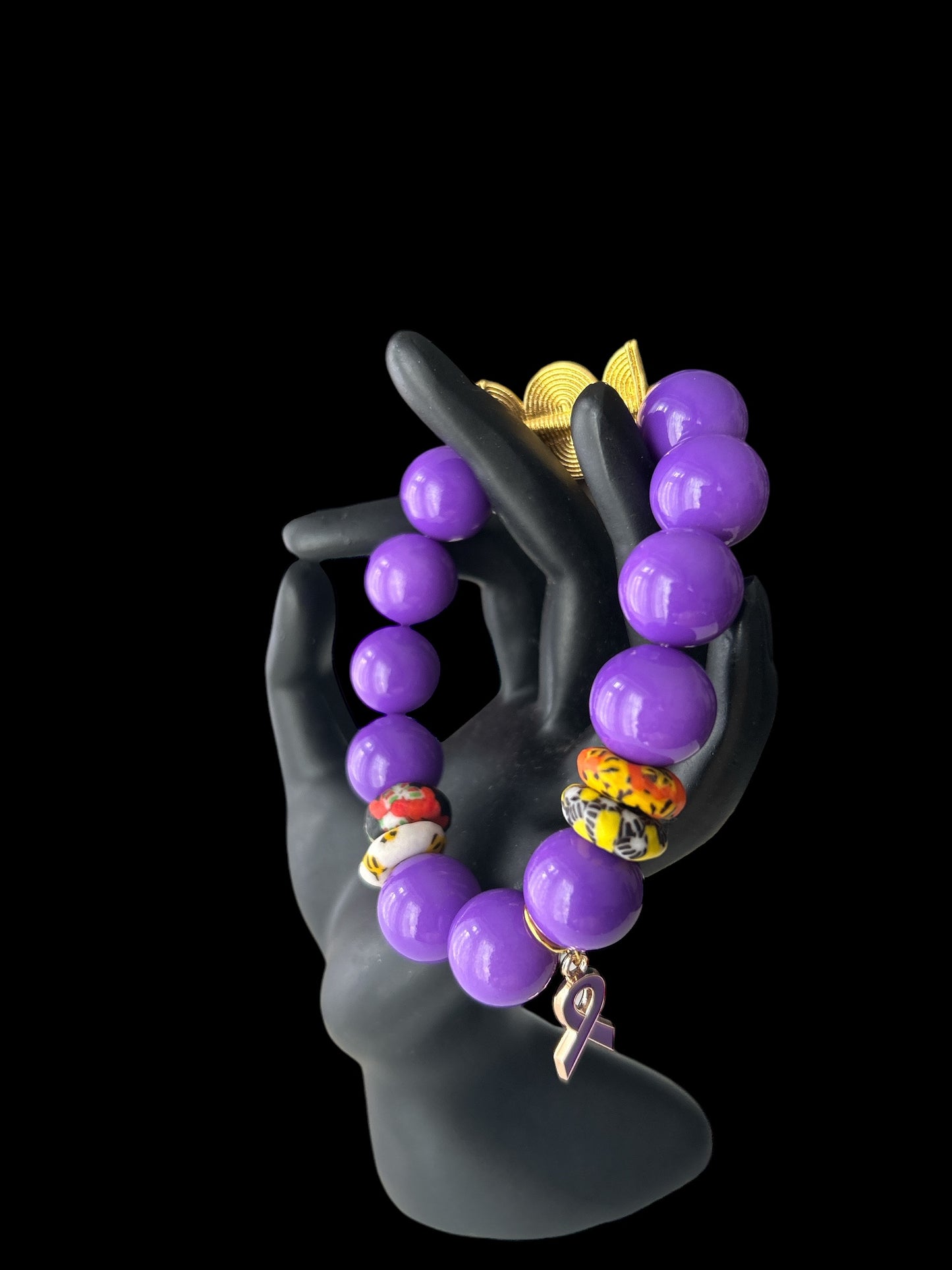 ALZHEIMER BRACELETS Krobo & Purple Beads