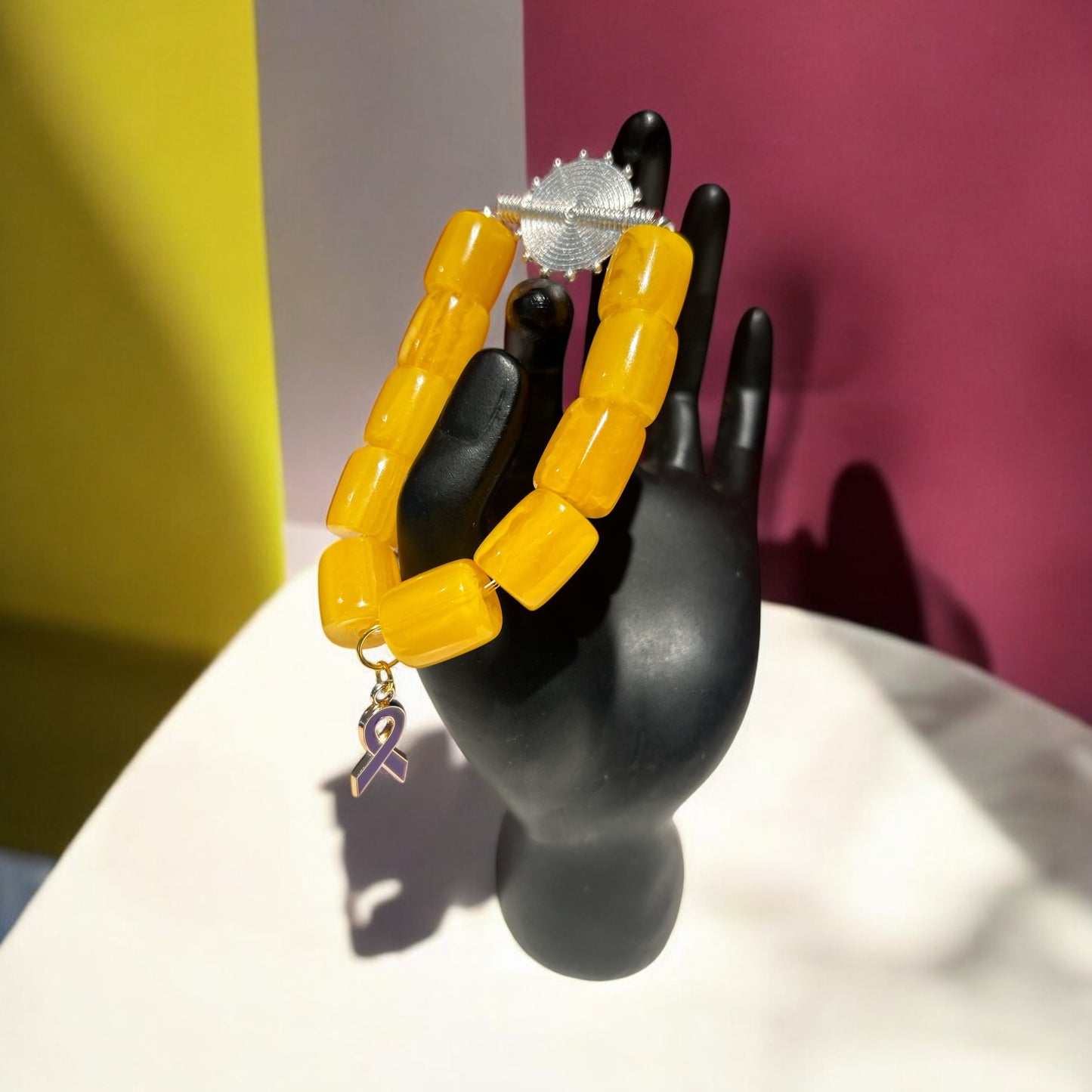 ALZHEIMER BRACELETS Krobo & Yellow Beads