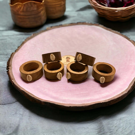 NAPKINS WOOD RINGS ROND (3 Pair of 2) 6