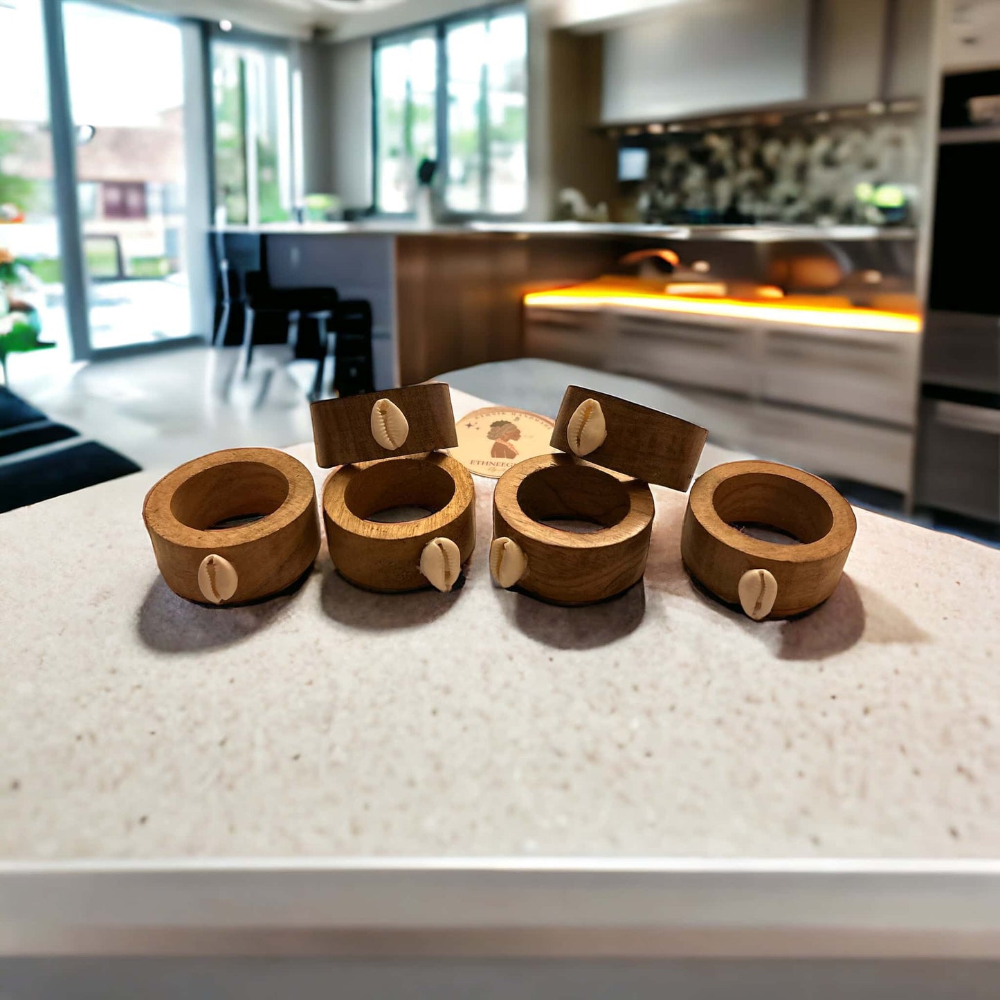 NAPKINS WOOD RINGS ROND (3 Pair of 2) 6