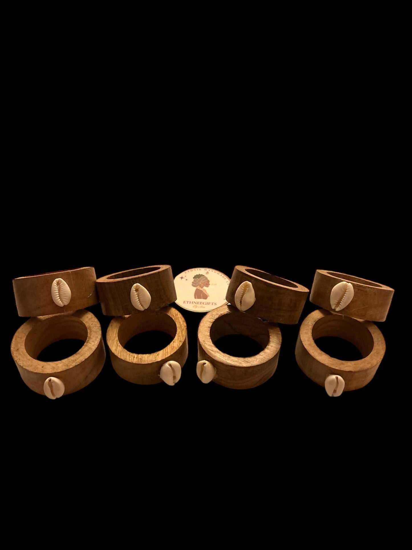 NAPKINS WOOD RINGS ROND (4 Pair of 2) 8