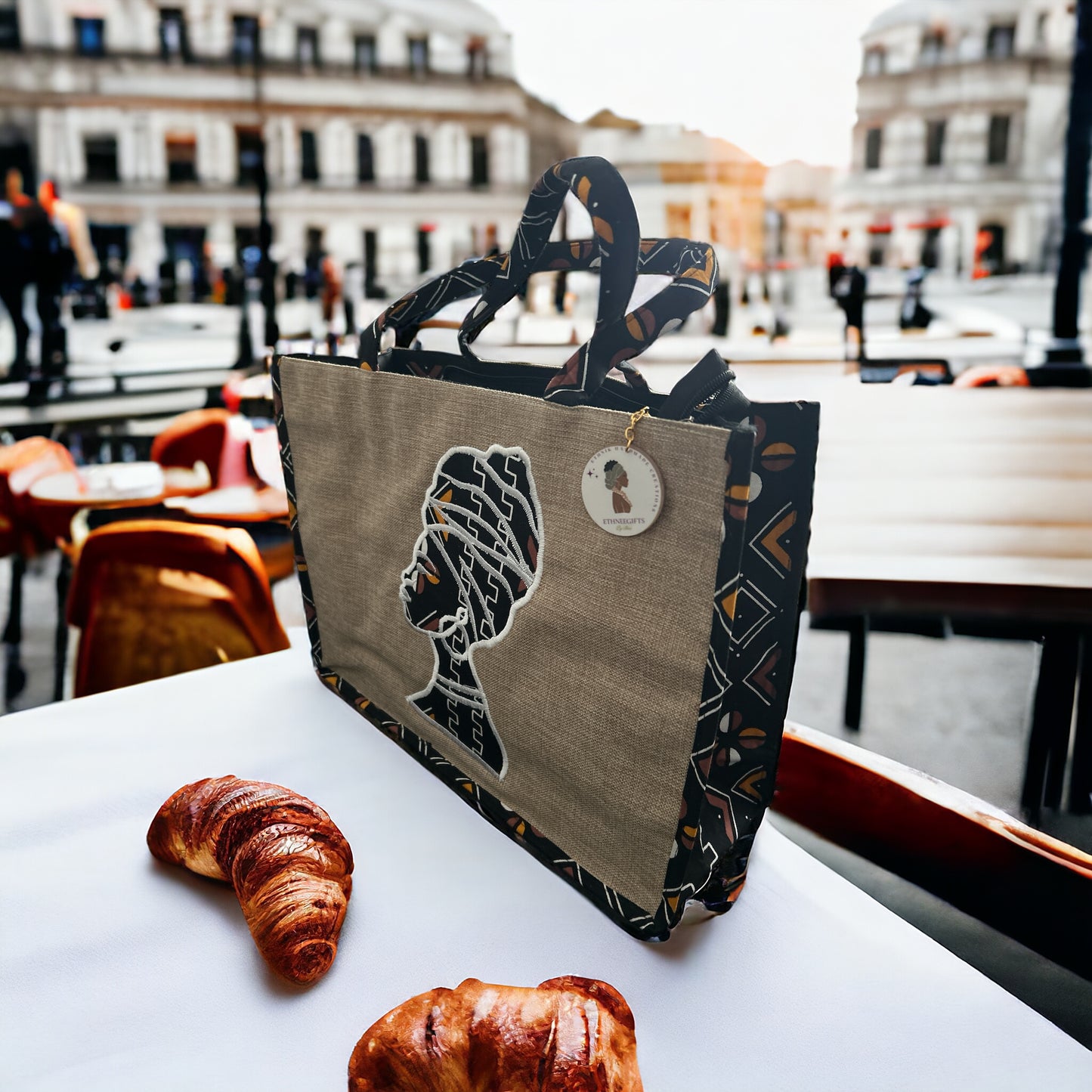 ETHNEEK BURLAP TOTES BAG