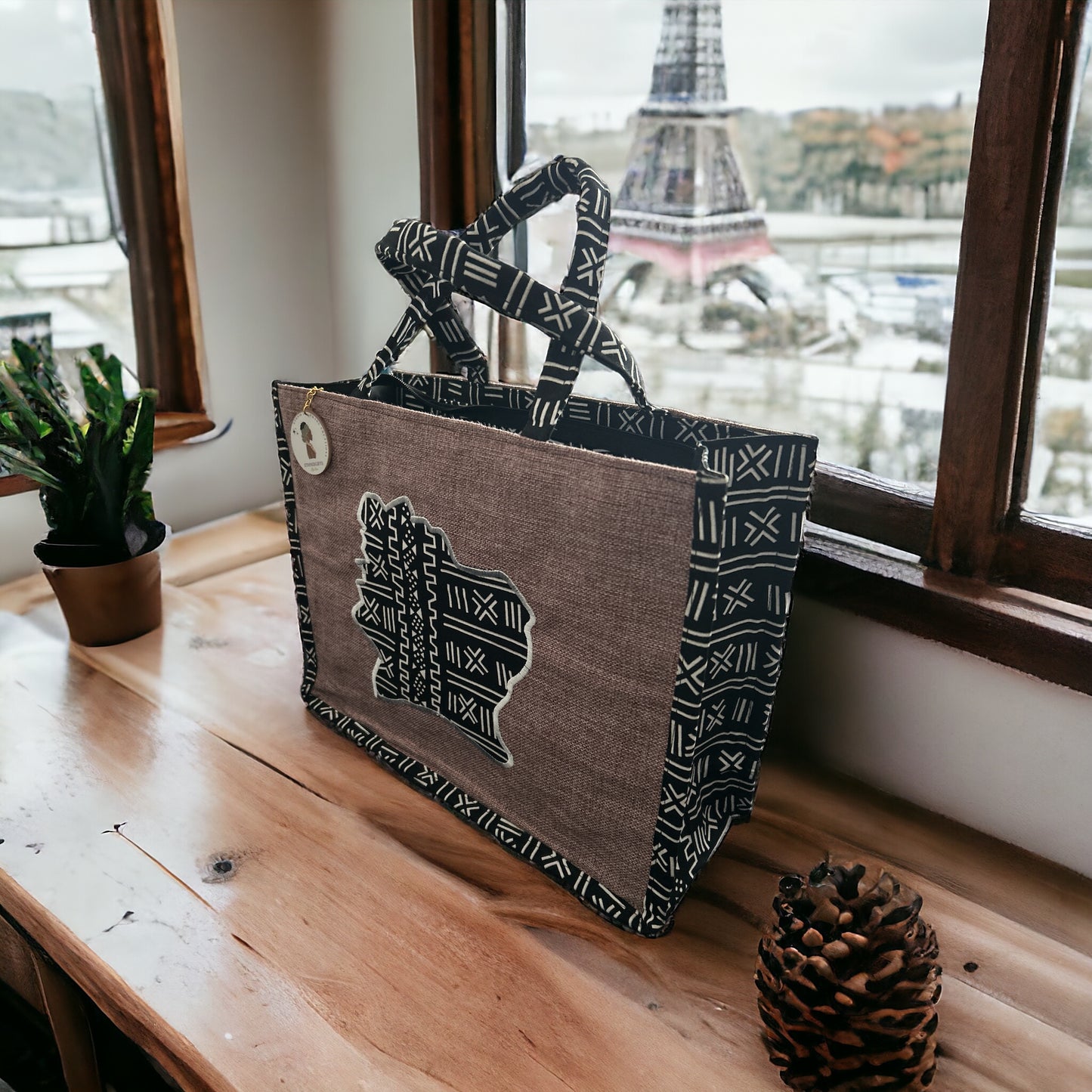 ETHNEEK BURLAP TOTES BAG