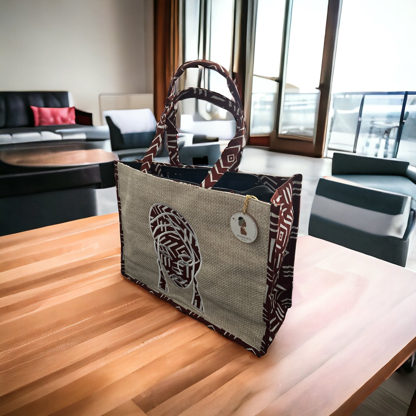 ETHNEEK BURLAP TOTES BAG