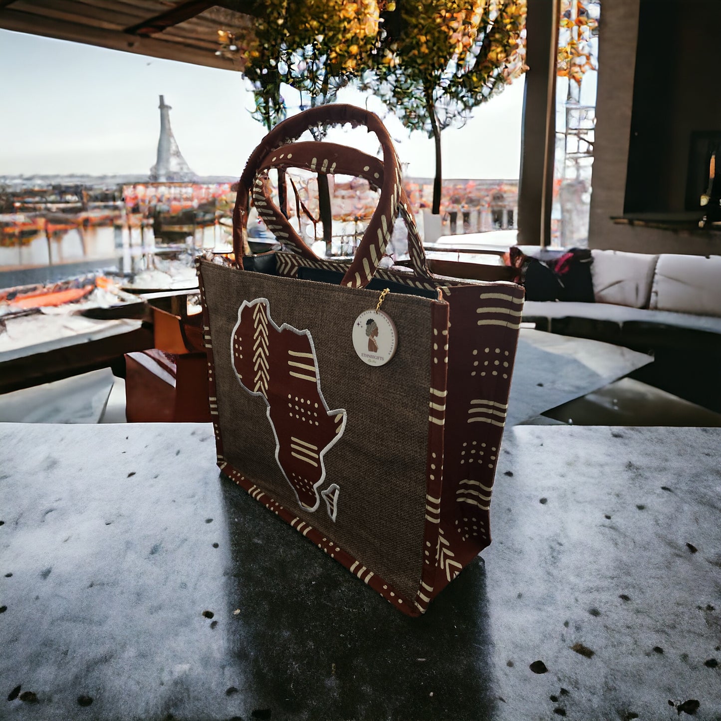 ETHNEEK BURLAP TOTES BAG