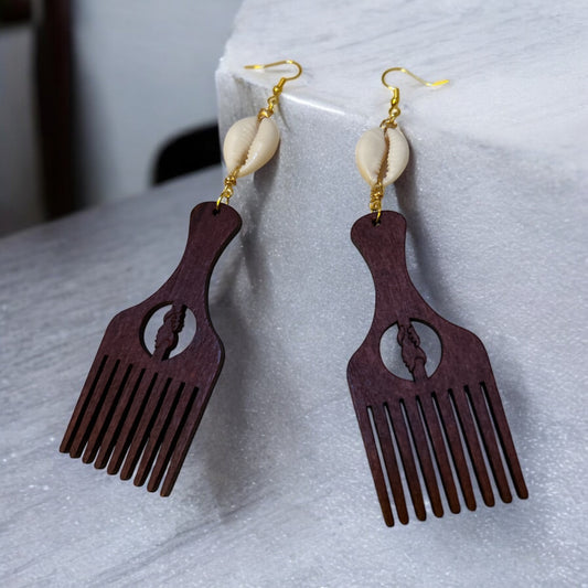 Earrings SANAA Comb Brown Gold