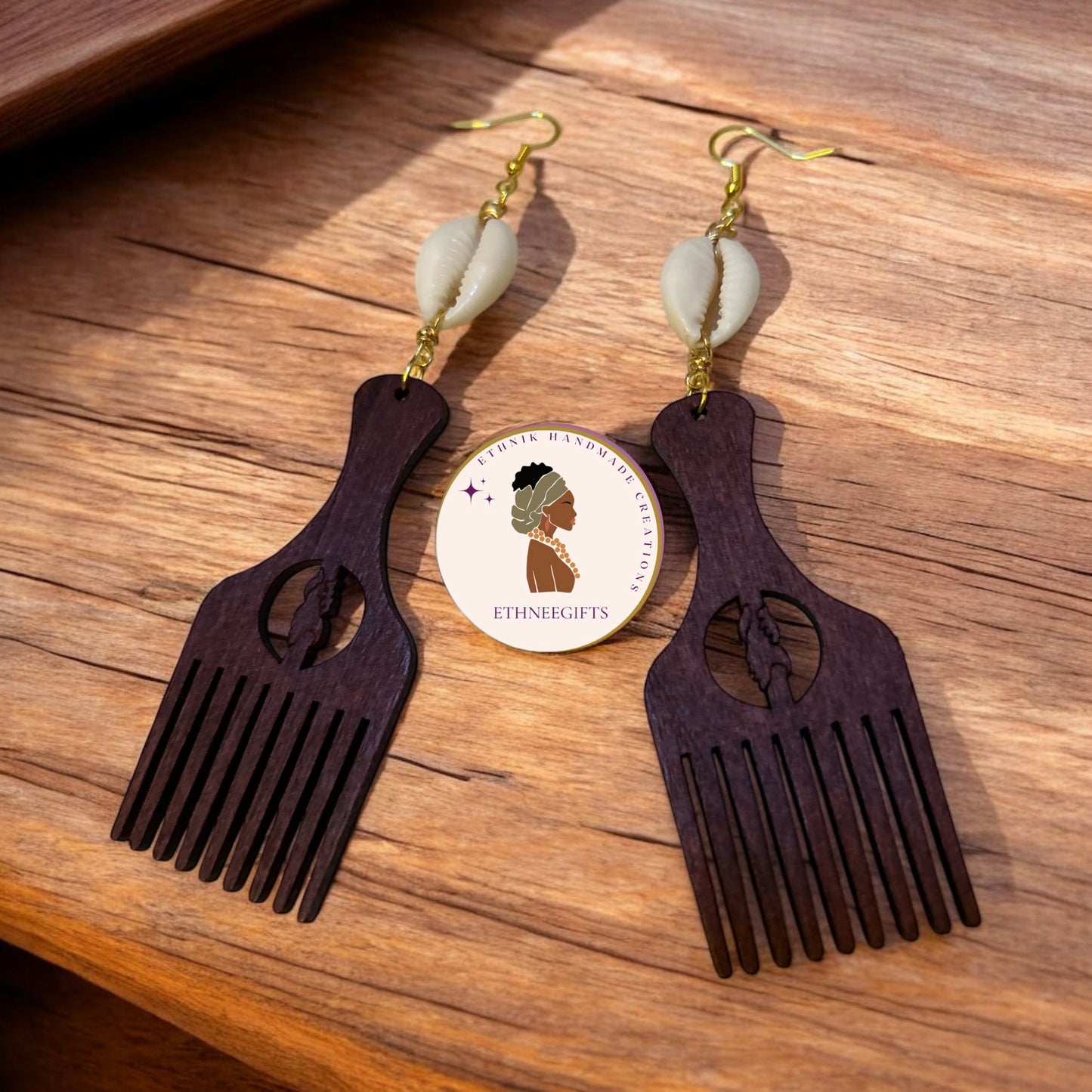 Earrings SANAA Comb Brown Gold S