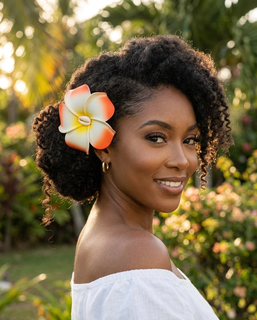 Medium Flower Clip Hair Red - ETHNEEGIFTS
