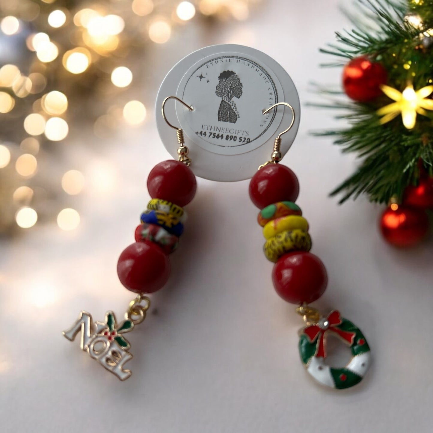 ETHNEEGIFTS XMAS Earrings Beads & Krobo