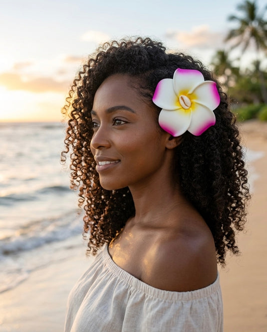 Medium Flower Clip Hair Pink - ETHNEEGIFTS