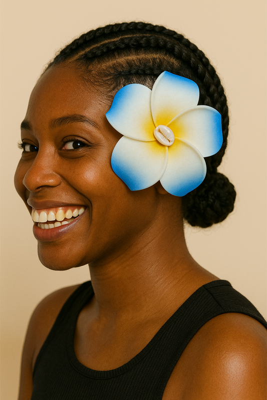 Medium Flower Clip Hair Blue - ETHNEEGIFTS