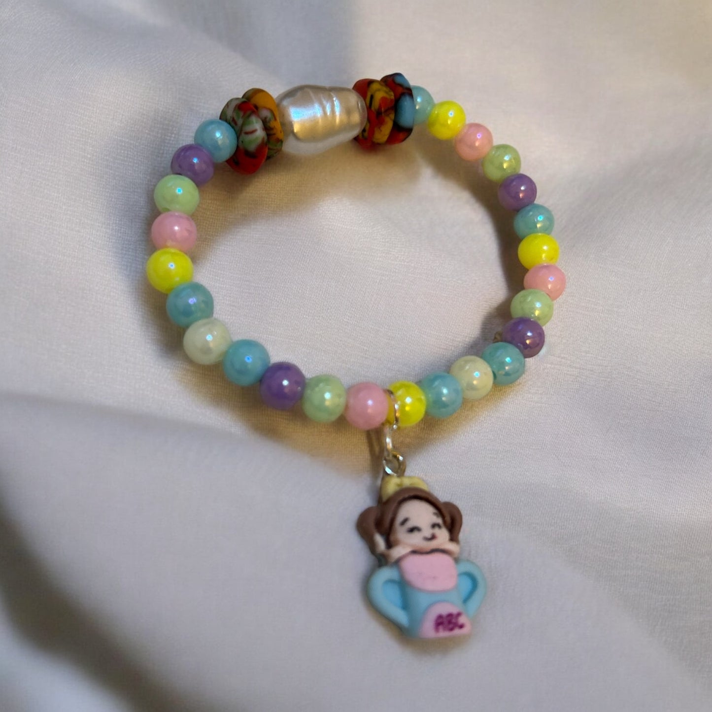 BRACELET KIDS Rainbow Krobo Flat Stones GIRL