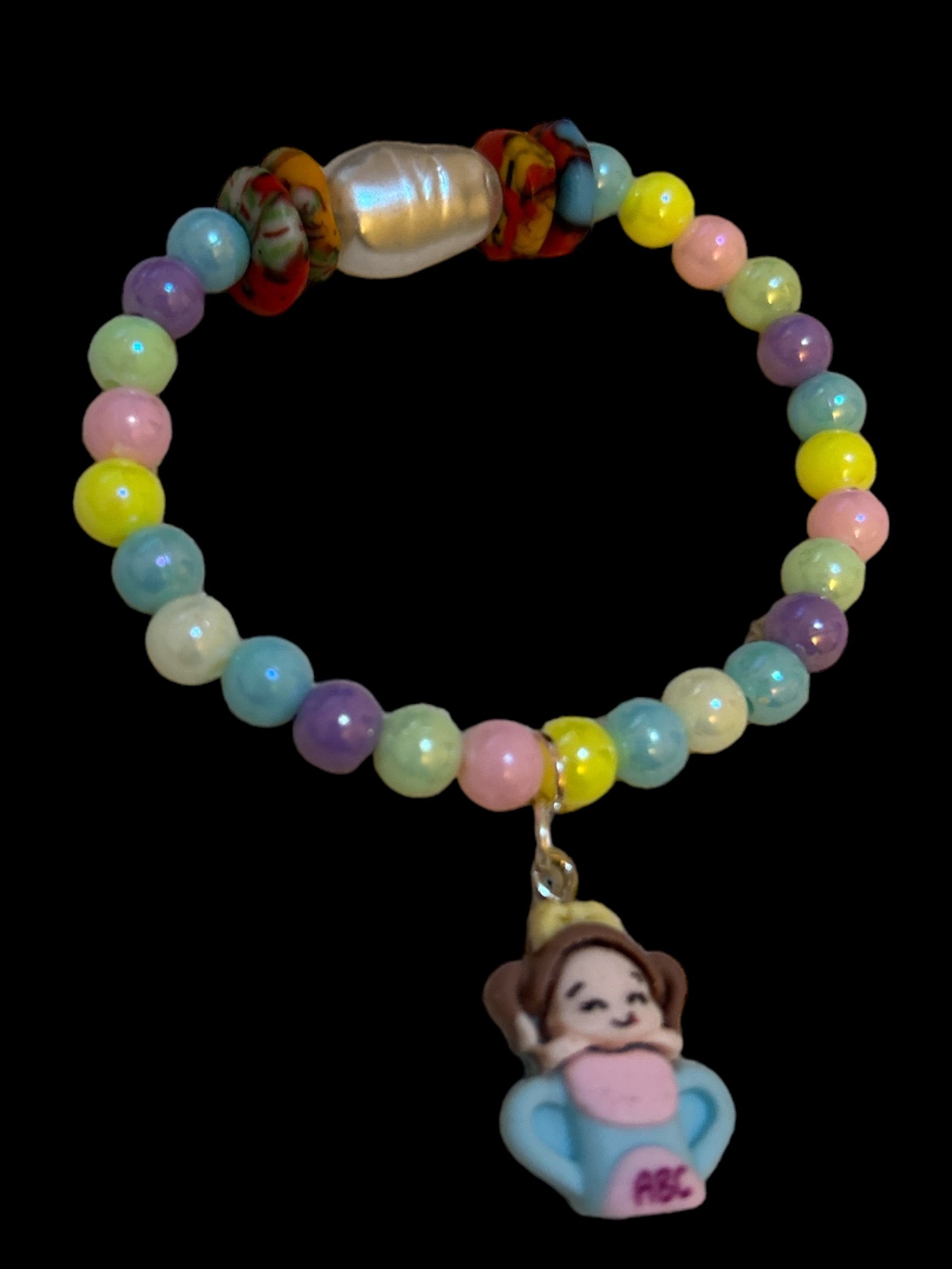 BRACELET KIDS Rainbow Krobo Flat Stones GIRL