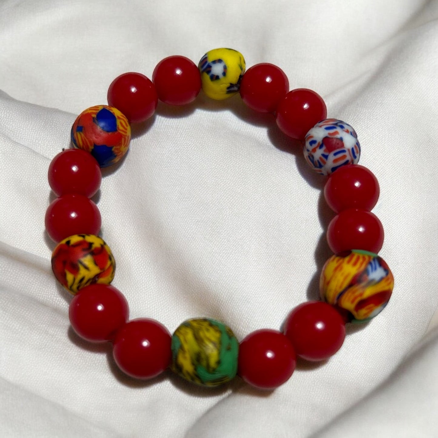 BRACELET KIDS Red Krobo Beads