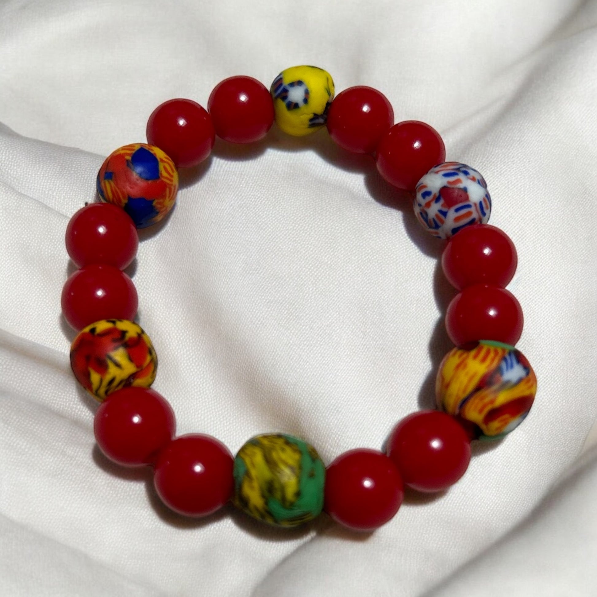 BRACELET KIDS Red Krobo Beads