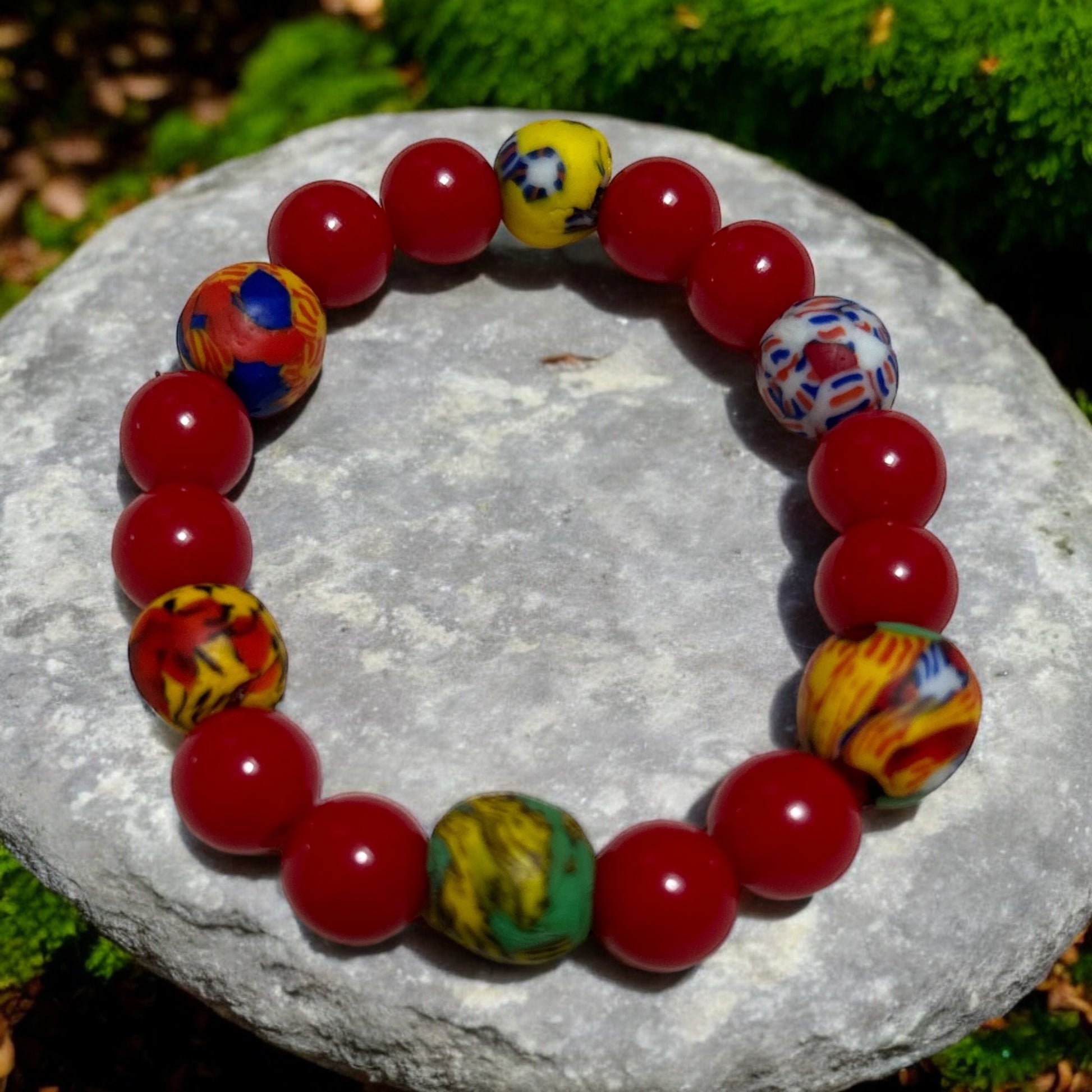 BRACELET KIDS Red Krobo Beads