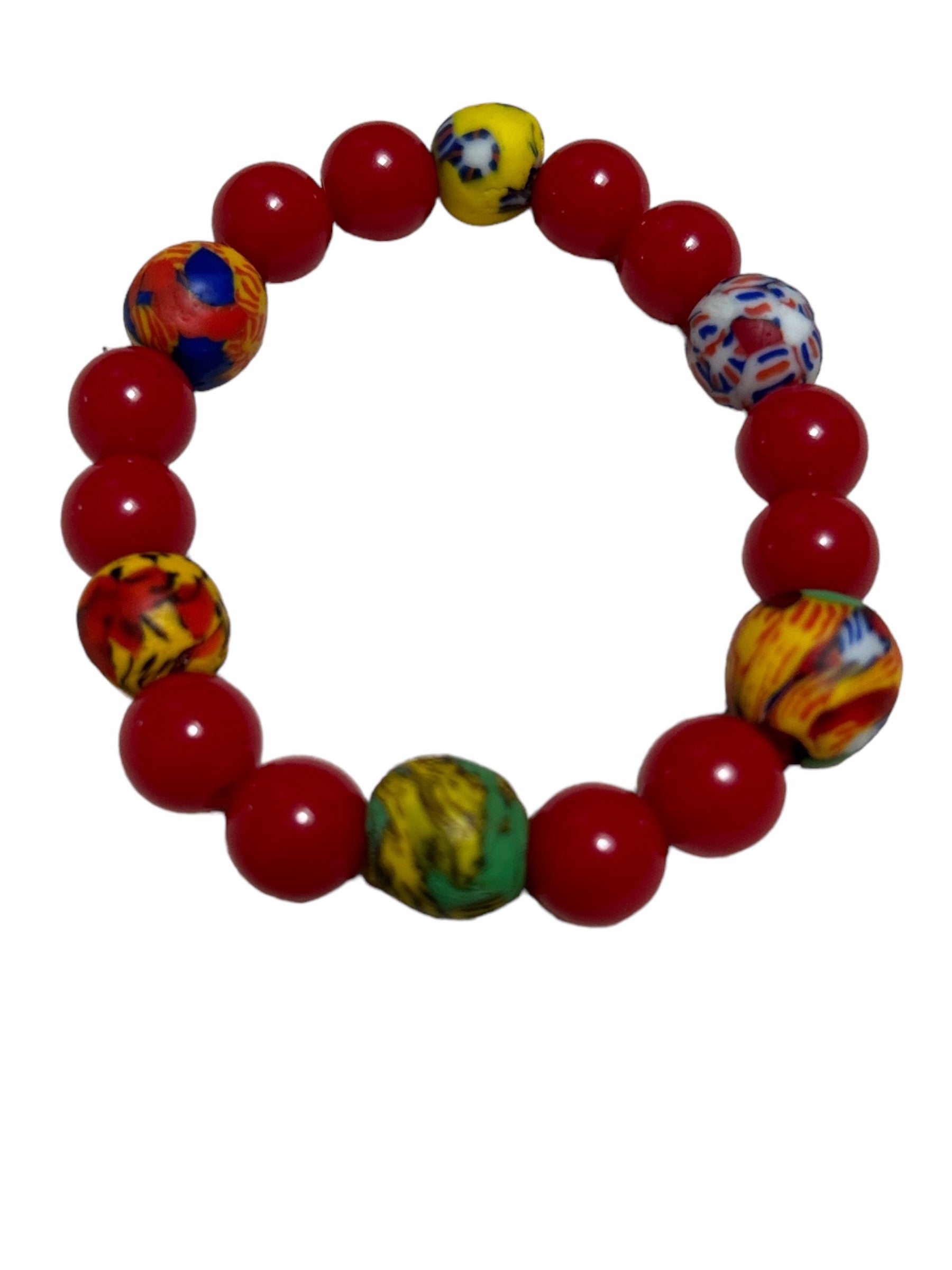BRACELET KIDS Red Krobo Beads