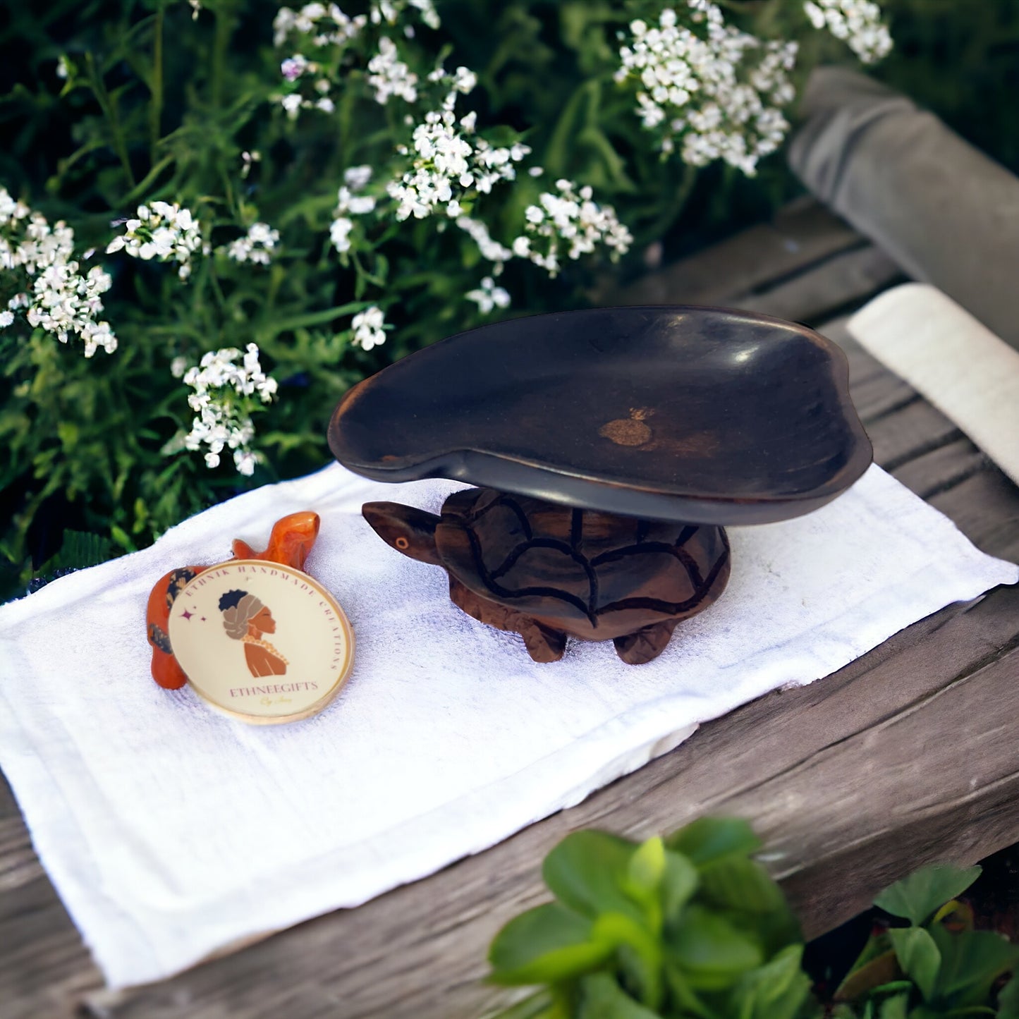 ETHNEEGIFTS - HOLDER WOOD TURTLE