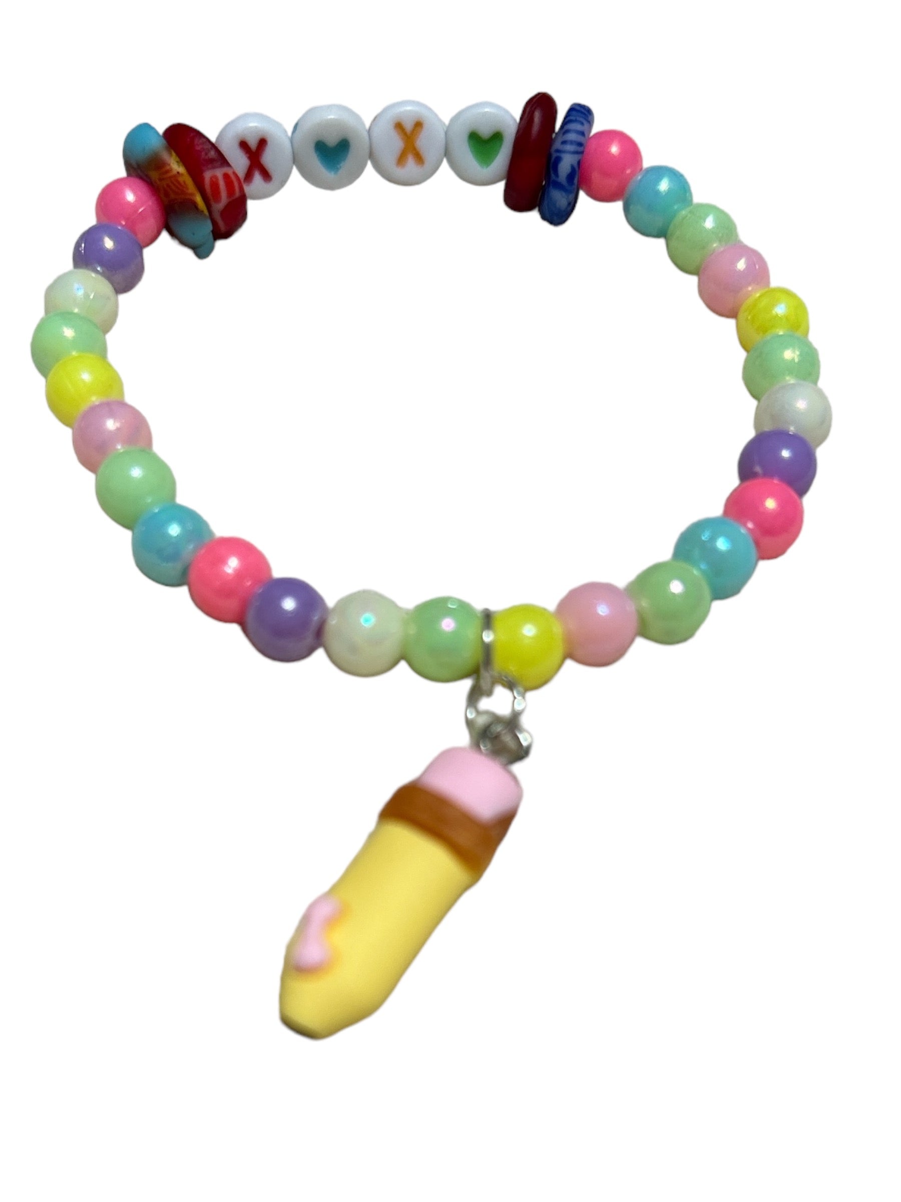 ETHNEEGIFTS - BRACELET KIDS Rainbow Krobo Flat Stones PENCIL