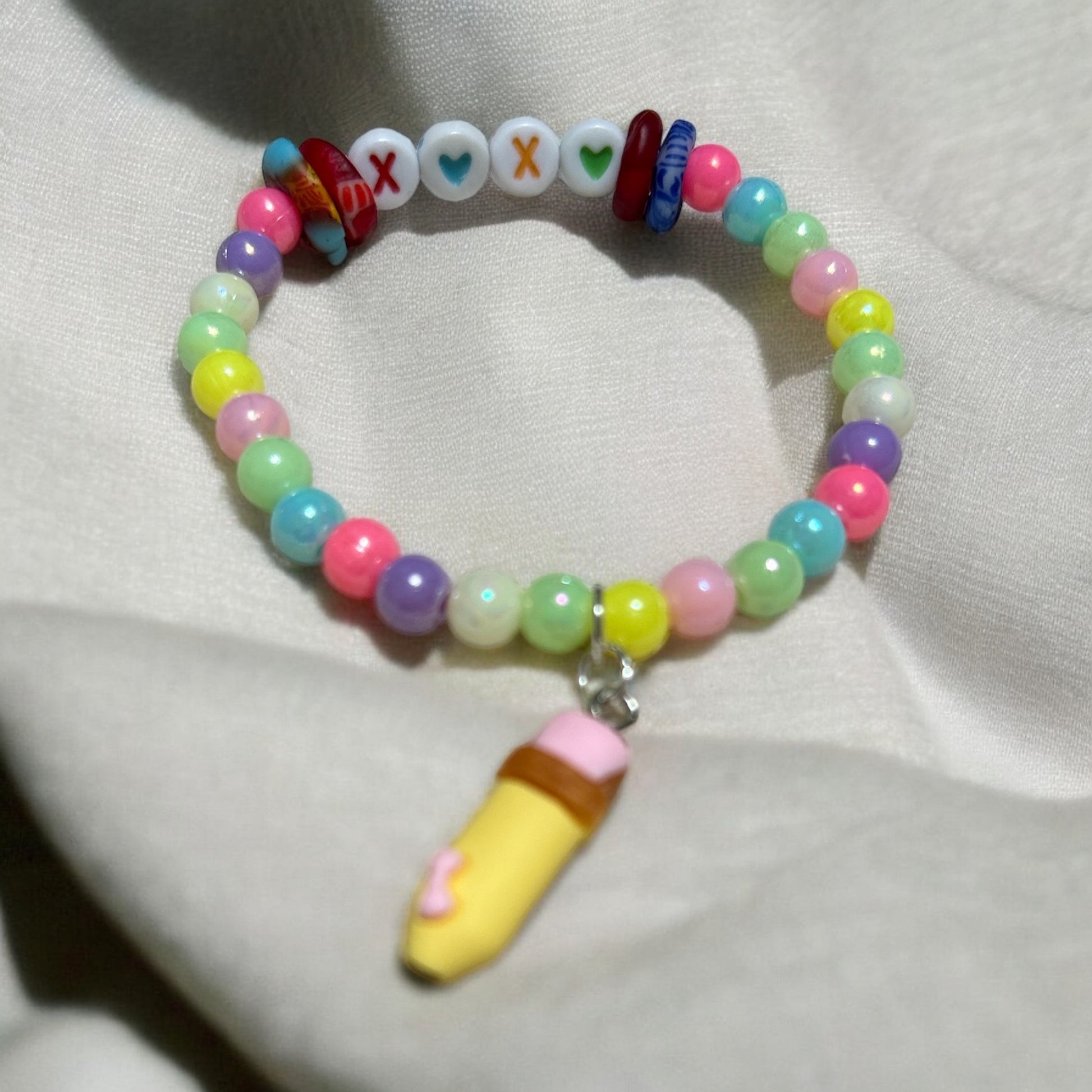 ETHNEEGIFTS - BRACELET KIDS Rainbow Krobo Flat Stones PENCIL