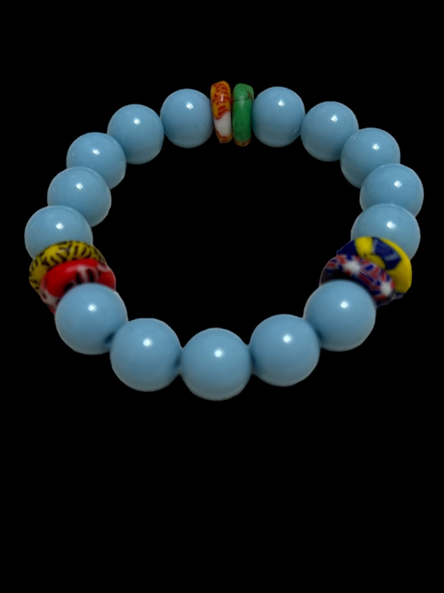 ETHNEEGIFTS - BRACELET KIDS Sky Blue Krobo Flat Stones