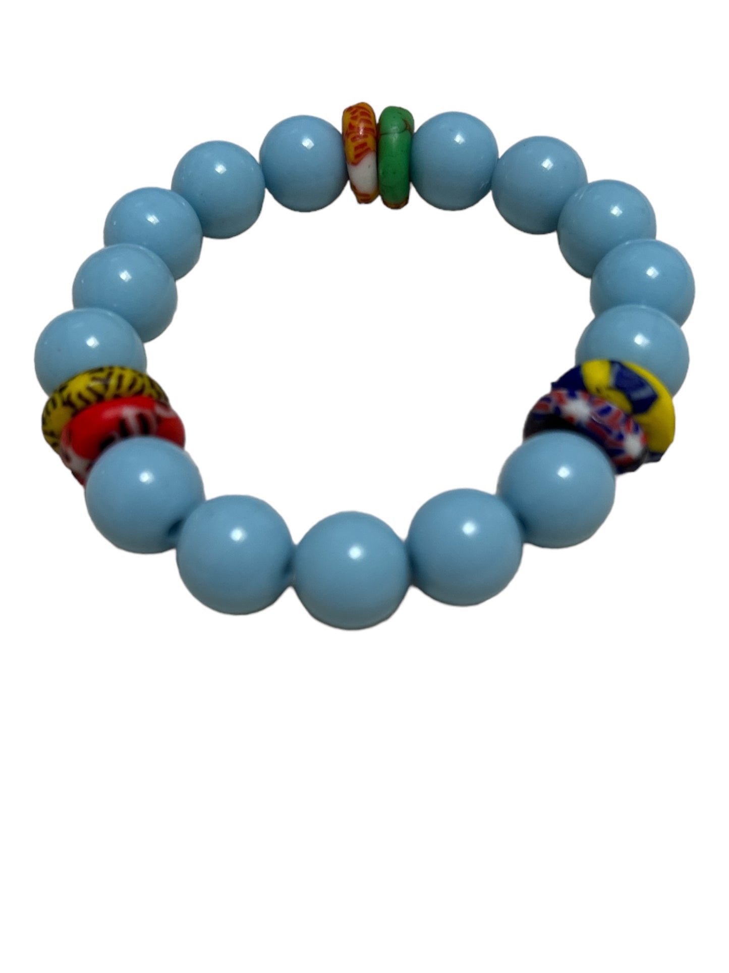 ETHNEEGIFTS - BRACELET KIDS Sky Blue Krobo Flat Stones