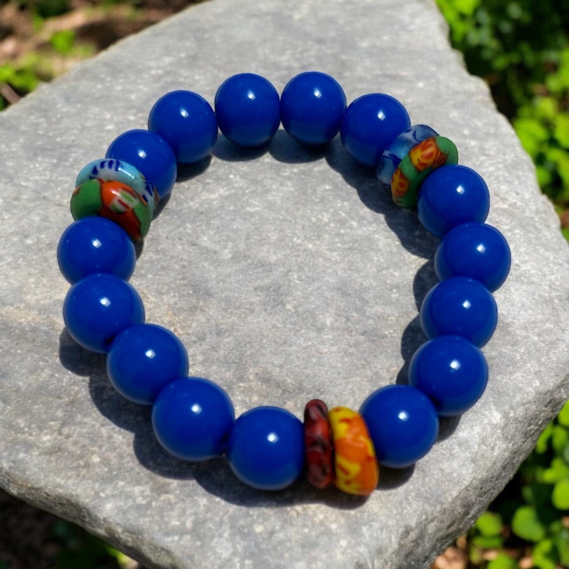 ETHNEEGIFTS - BRACELET KIDS Blue Krobo Flat Stones