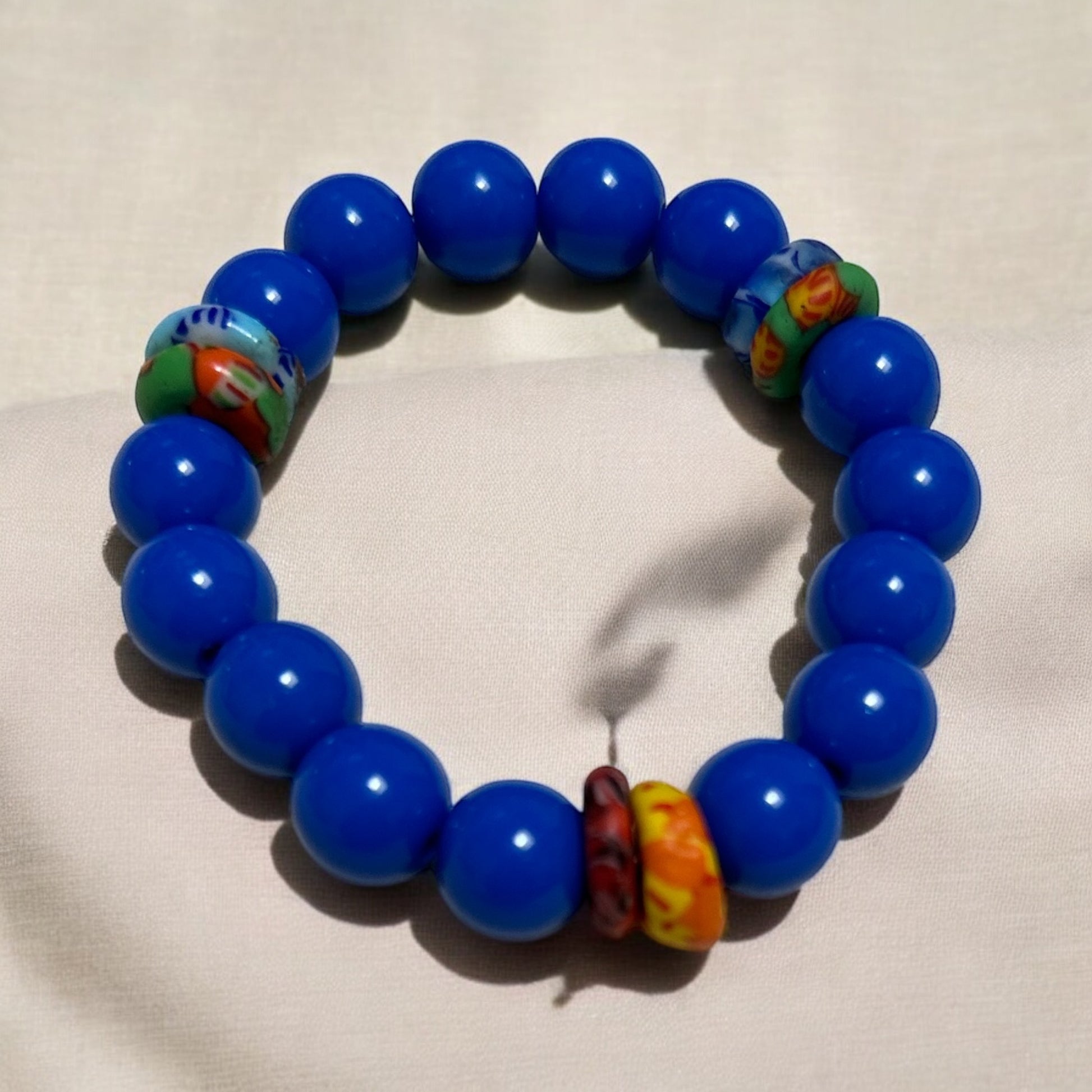 ETHNEEGIFTS - BRACELET KIDS Blue Krobo Flat Stones