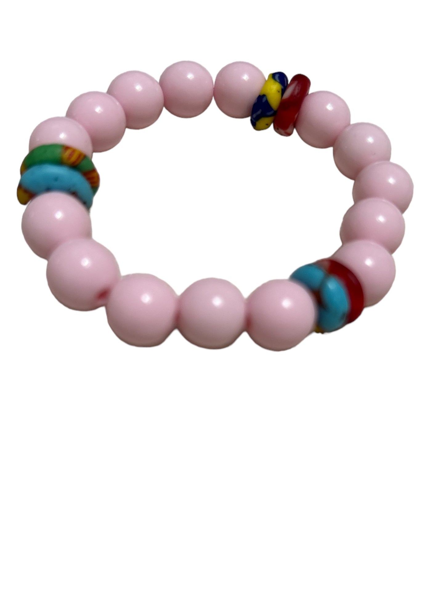 ETHNEEGIFTS - BRACELET KIDS Pink Krobo Flat Stones