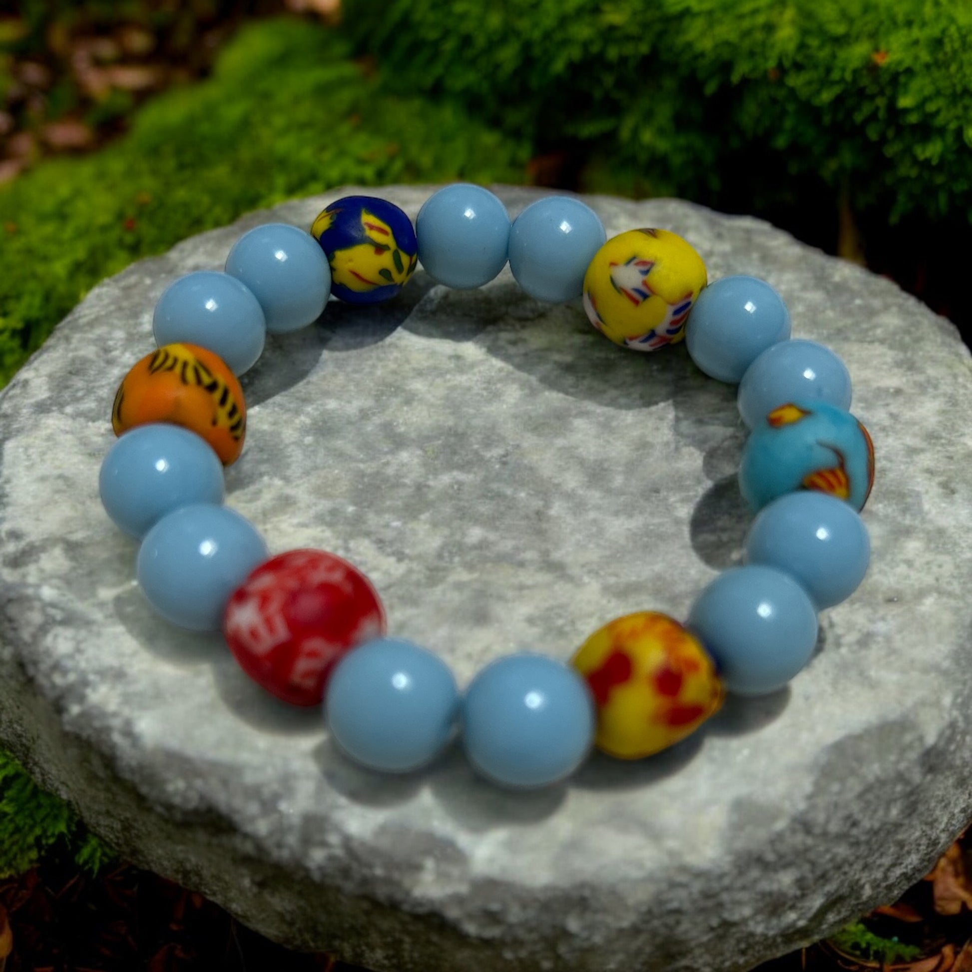 ETHNEEGIFTS - BRACELET KIDS Sky Blue Krobo Beads