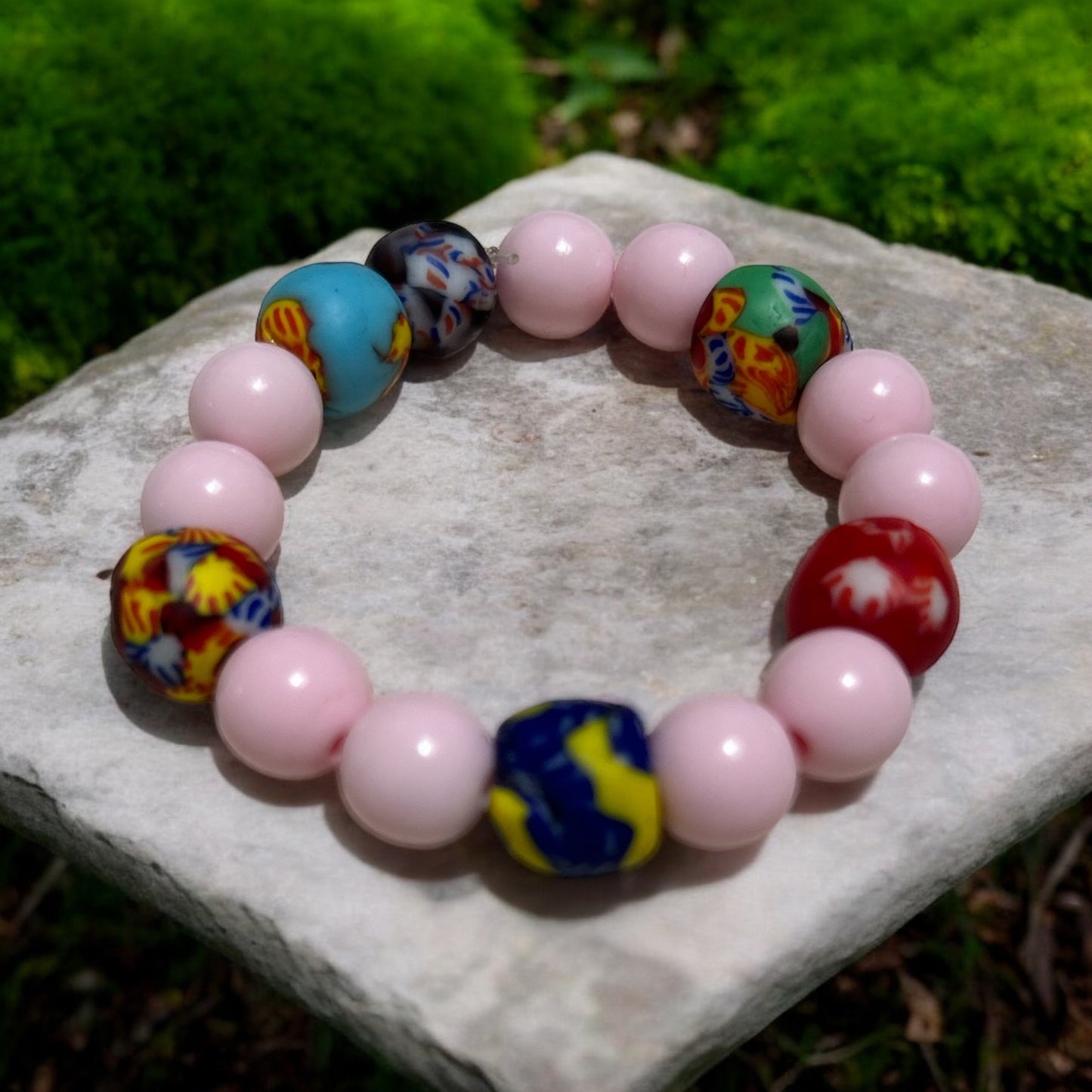 ETHNEEGIFTS - BRACELET KIDS Pink Krobo Beads