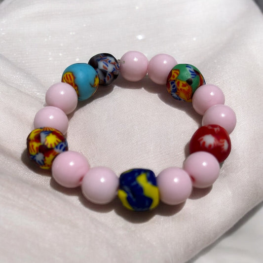 ETHNEEGIFTS - BRACELET KIDS Pink Krobo Beads