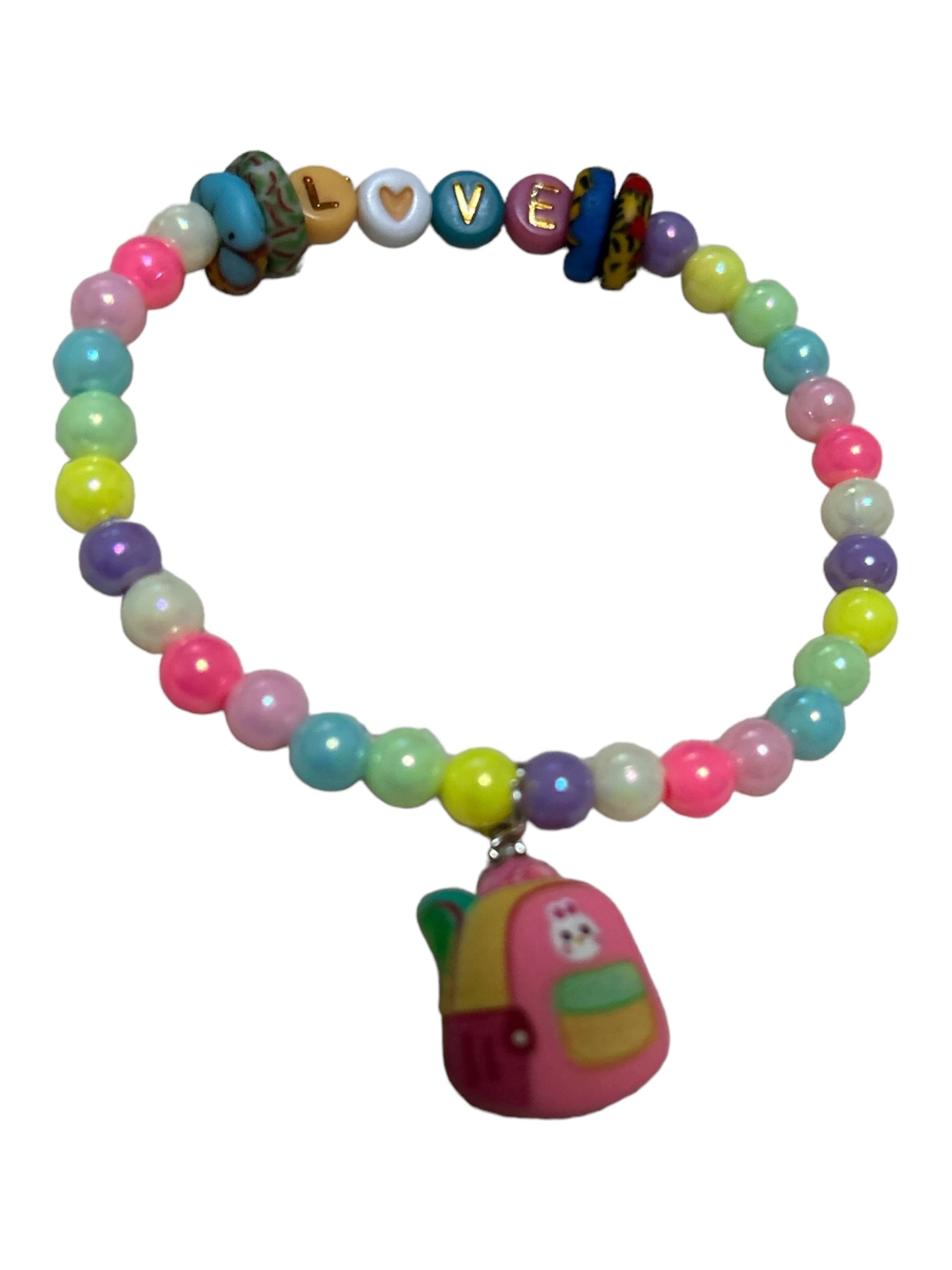 ETHNEEGIFTS - BRACELET KIDS Rainbow Krobo Flat Stones BACKPACK