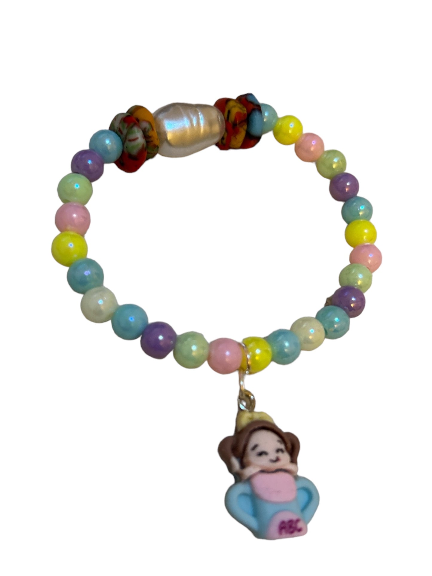 ETHNEEGIFTS - BRACELET KIDS Rainbow Krobo Flat Stones GIRL