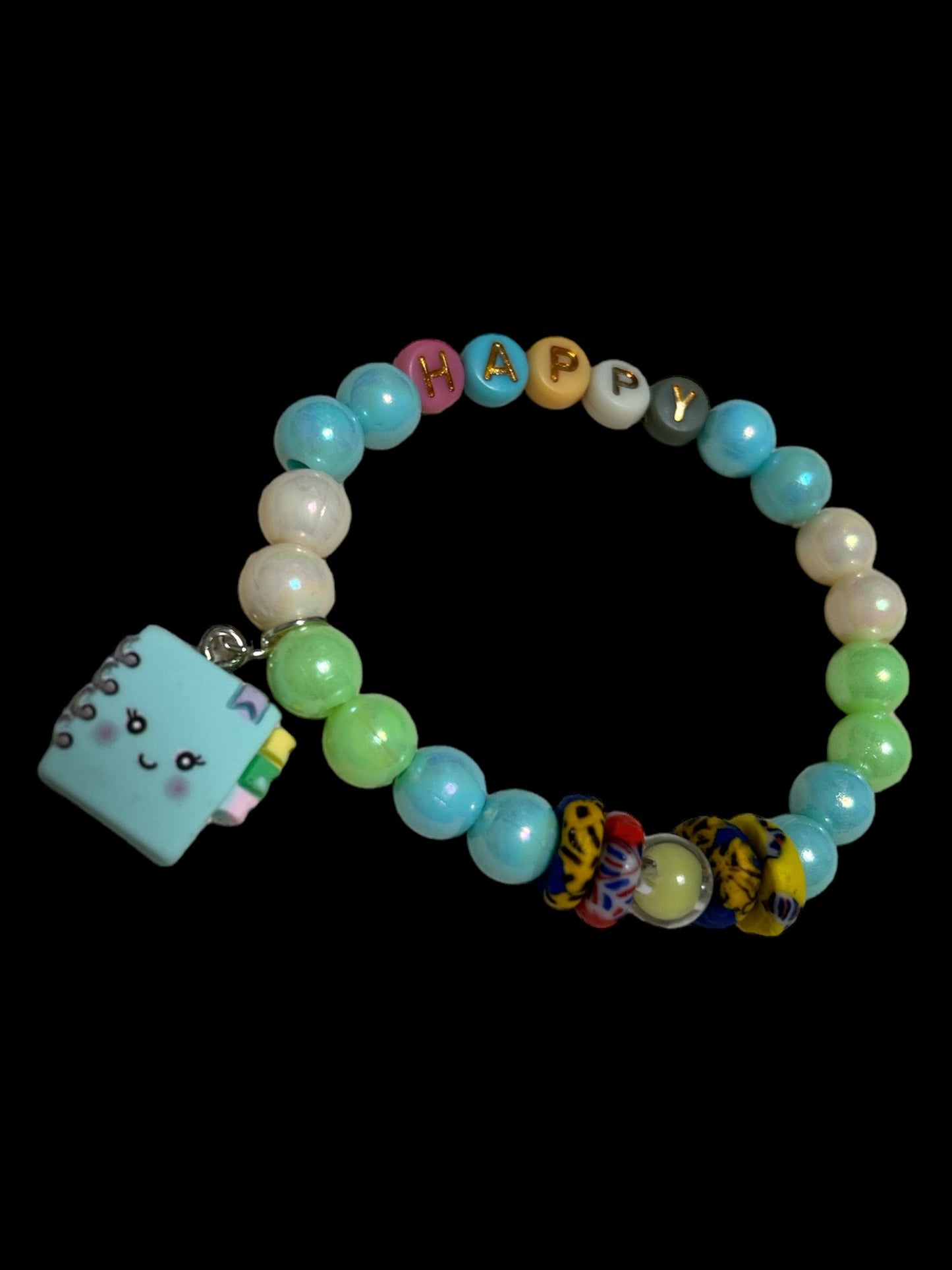 ETHNEEGIFTS - BRACELET KIDS Sky Blue Krobo Flat Stones HAPPY ORGANIZER