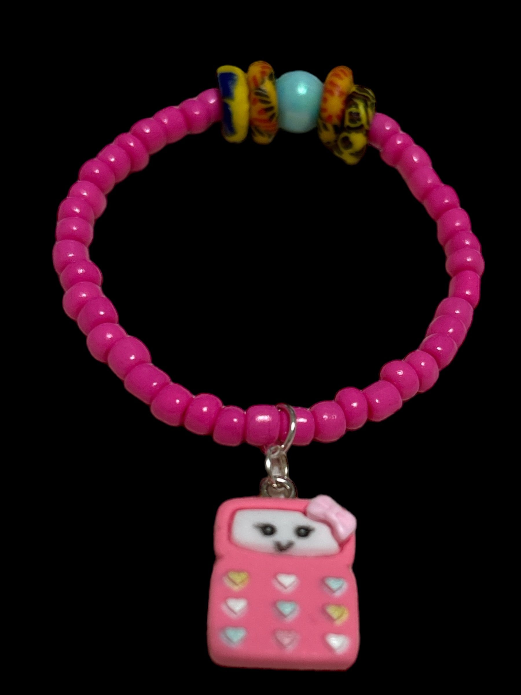 ETHNEEGIFTS - BRACELET KIDS Pink Krobo Flat Stones CALCULATOR