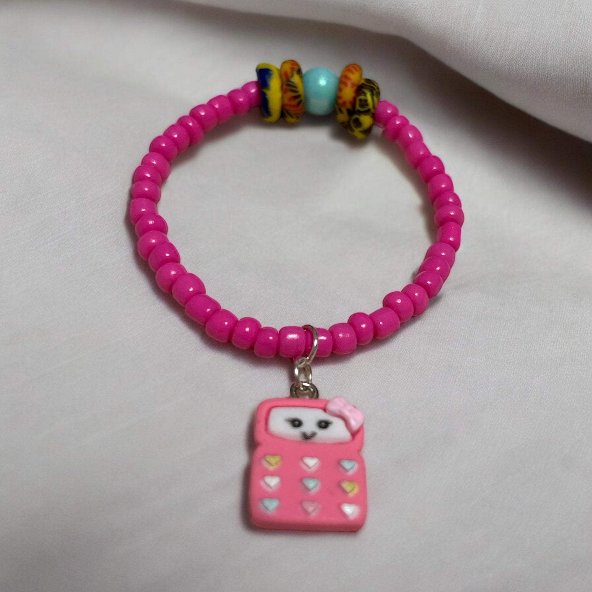 ETHNEEGIFTS - BRACELET KIDS Pink Krobo Flat Stones CALCULATOR