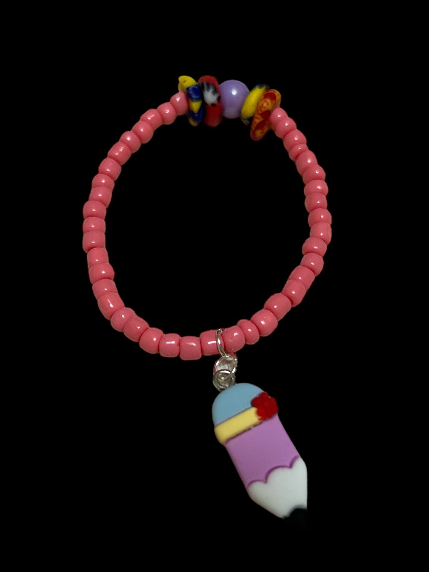 ETHNEEGIFTS - BRACELET KIDS Pink Krobo Flat Stones PENCIL