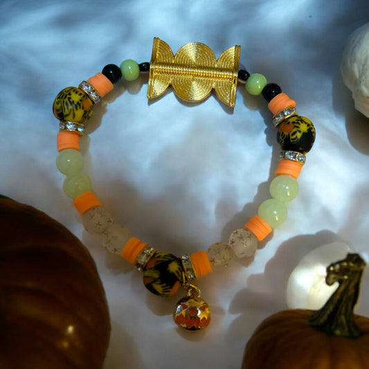 HALLOWEEN BRACELET Beads,Krobo & Akan weight Pumpkin