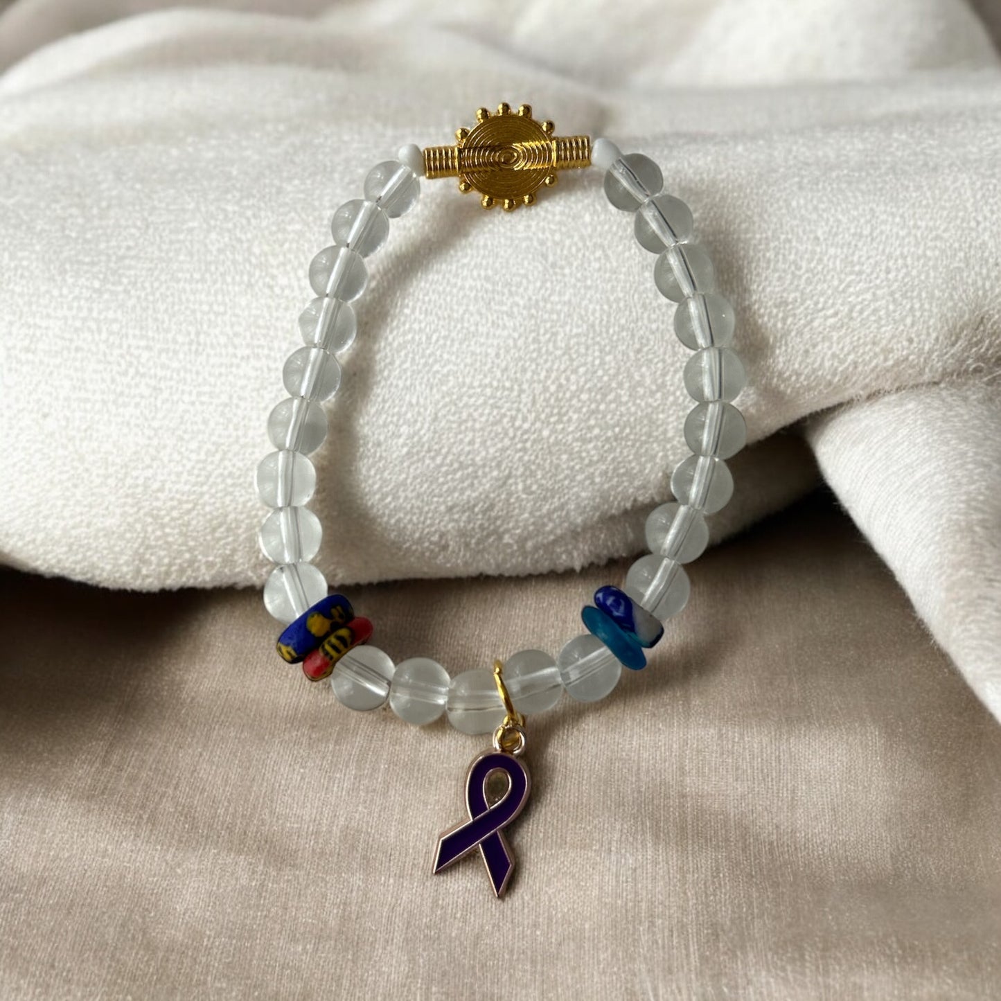 ALZHEIMER BRACELETS White & Light Beads