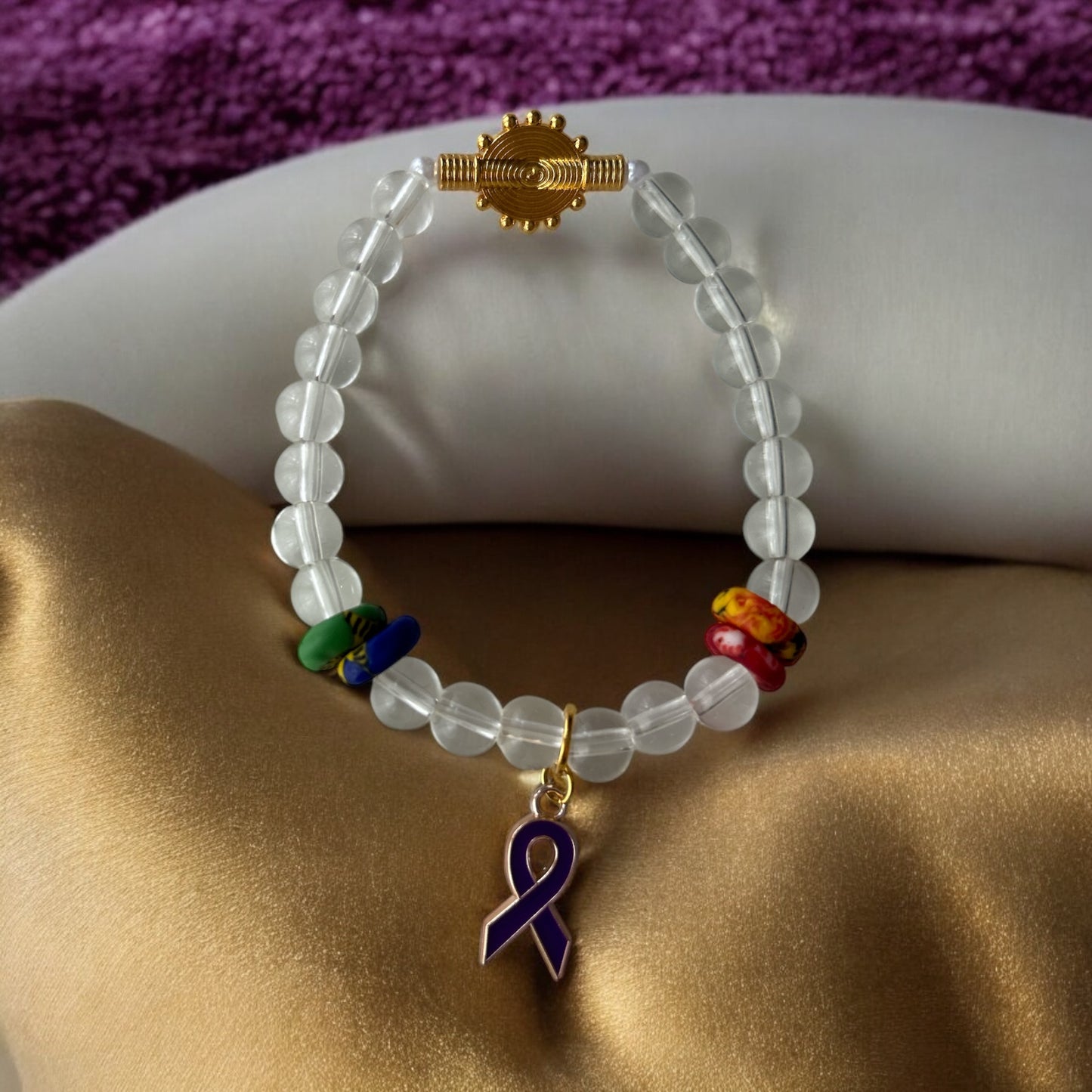 ALZHEIMER BRACELETS White & Light Beads