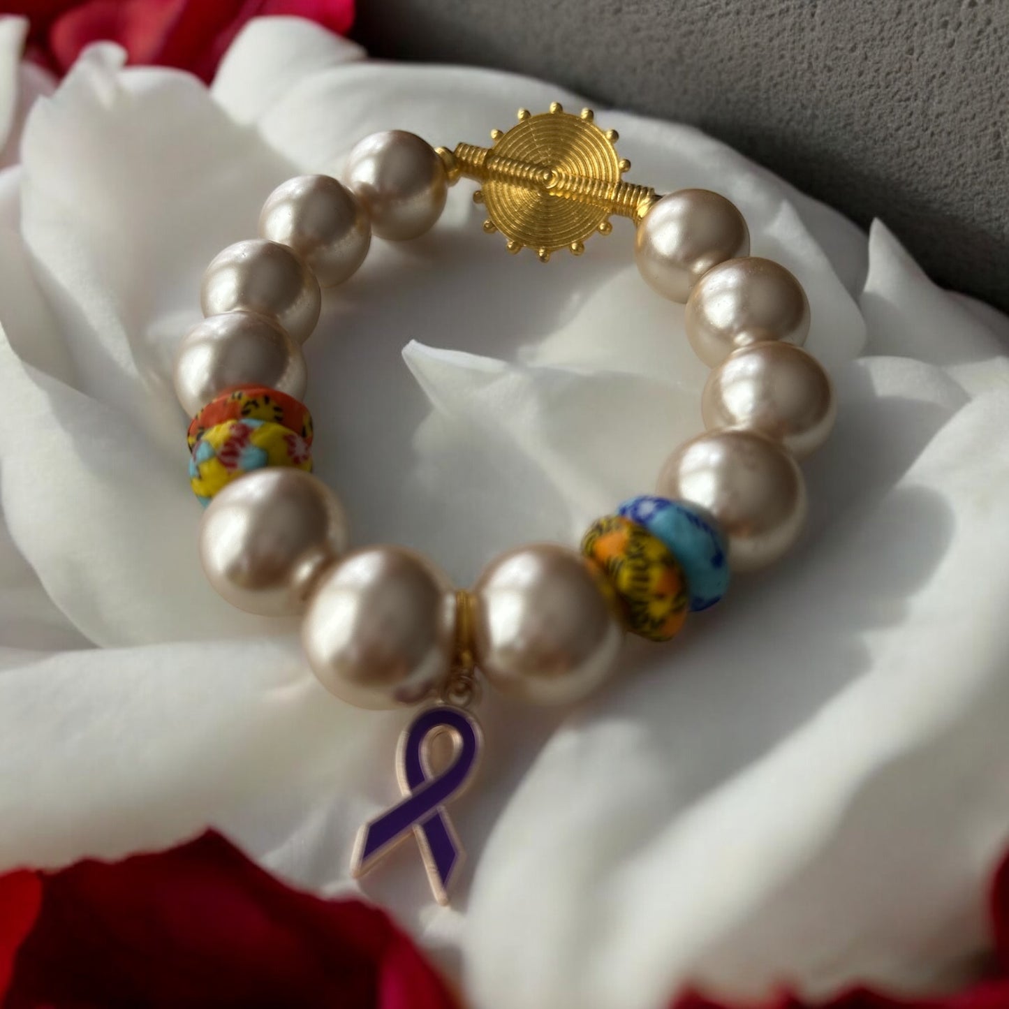 ALZHEIMER BRACELETS Krobo & Golden Beads