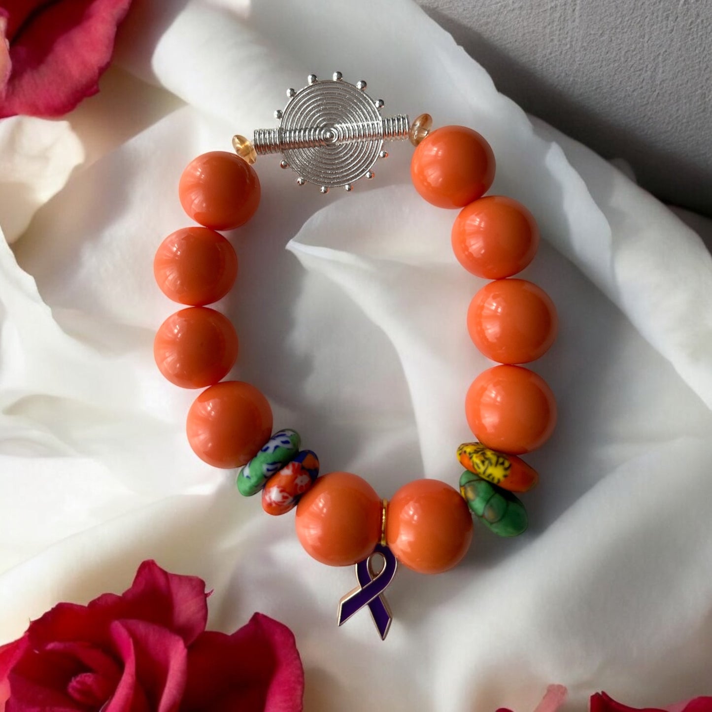 ALZHEIMER BRACELETS Krobo & Orange Beads