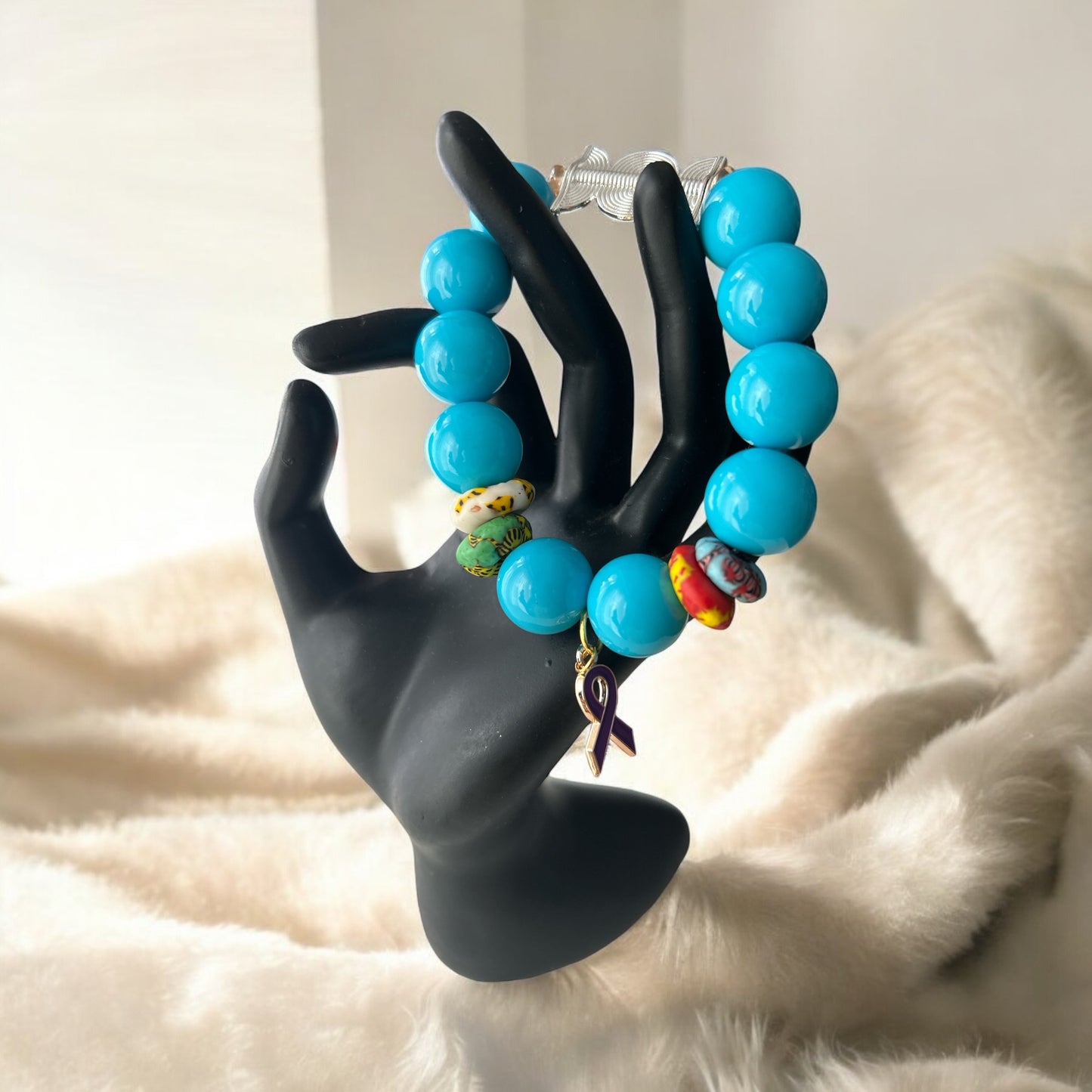 ALZHEIMER BRACELETS Krobo & BLUE SEA Beads