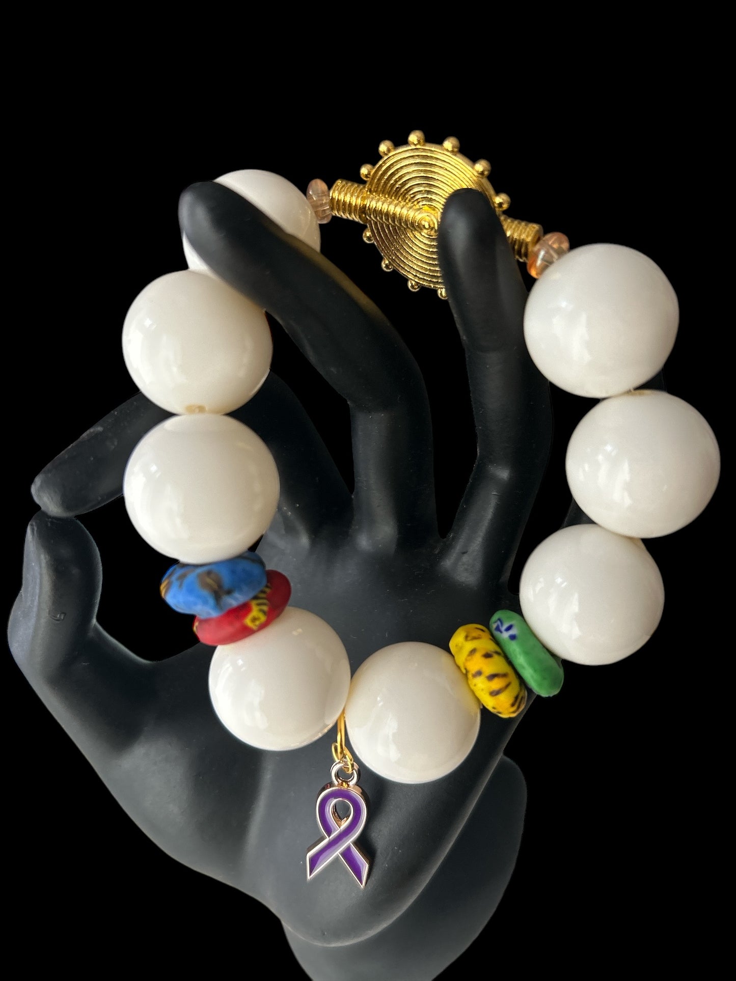 ALZHEIMER BRACELETS Krobo & White Beads