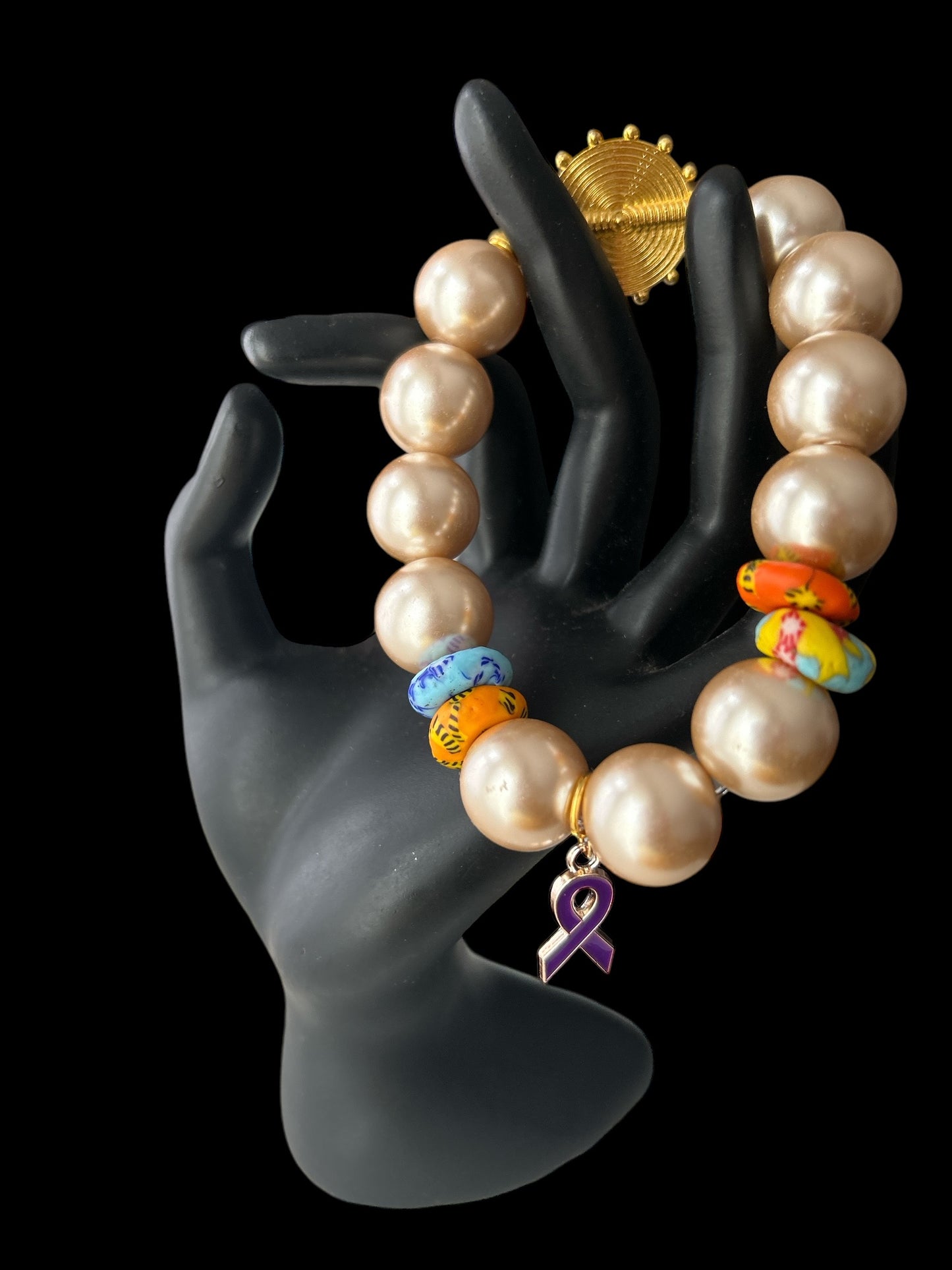 ALZHEIMER BRACELETS Krobo & Golden Beads