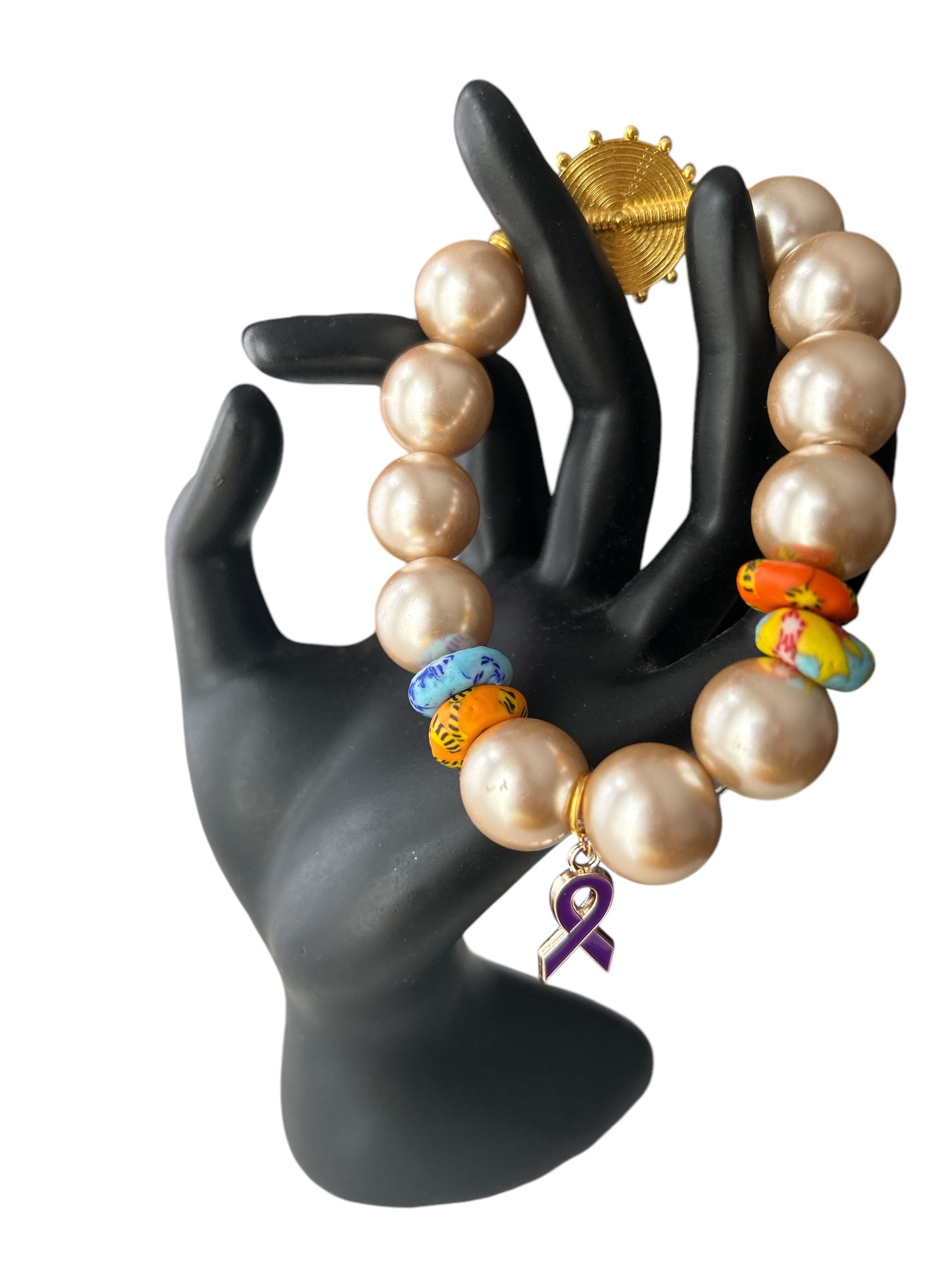 ALZHEIMER BRACELETS Krobo & Golden Beads